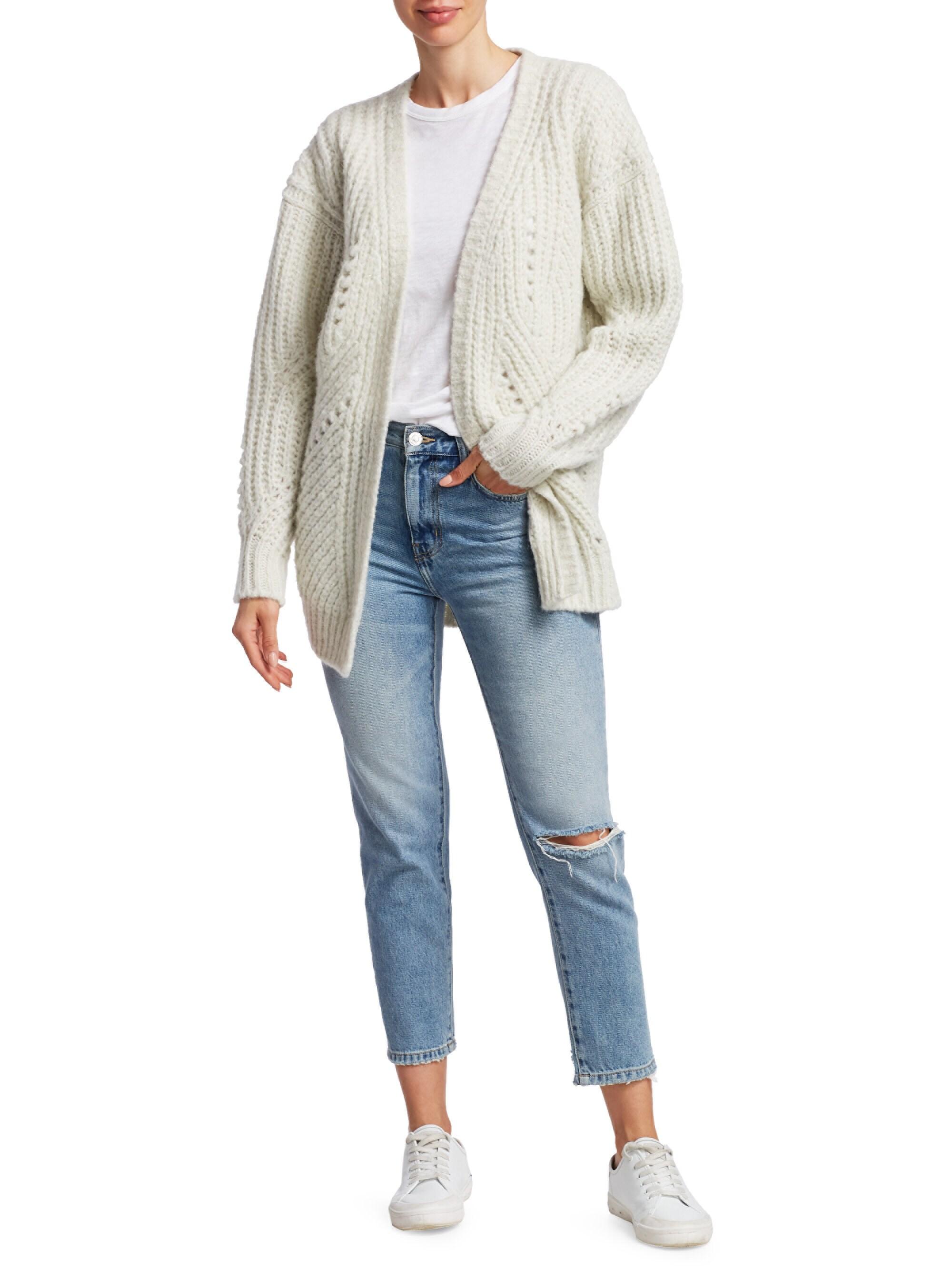 IRO Wool Vesna Chunky Knit Cardigan Sweater in White - Lyst