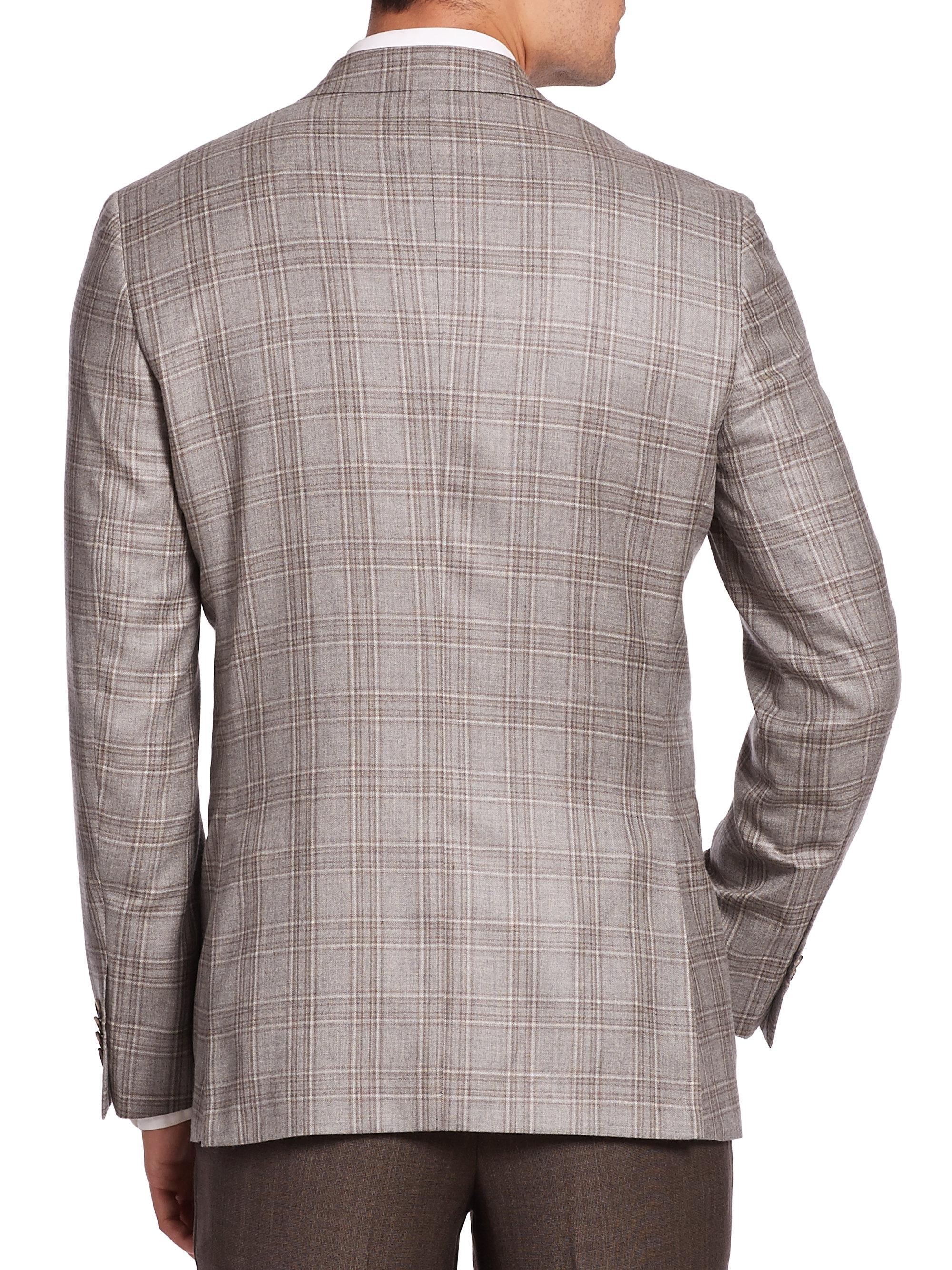 Lyst - Saks Fifth Avenue Plaid Cashmere Blazer in Gray for Men