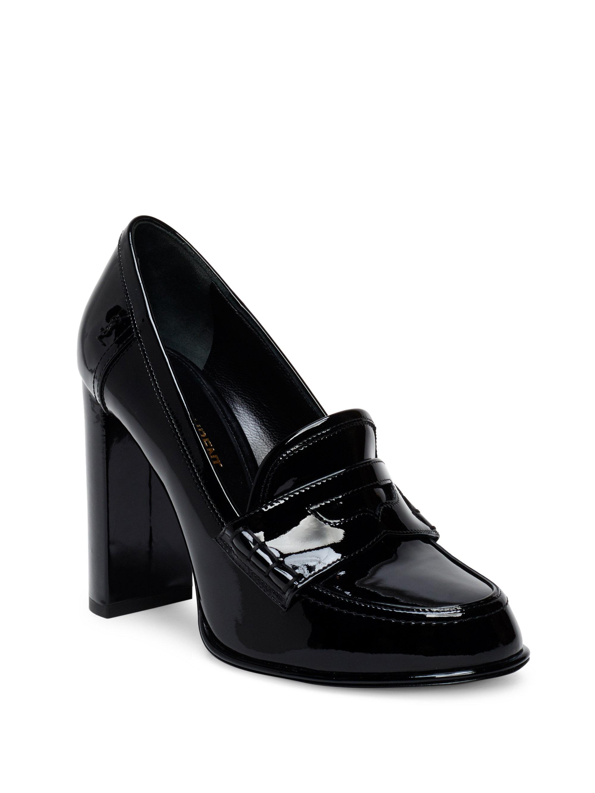 Lyst - Saint Laurent Universite Patent Leather Loafer Pumps in Black