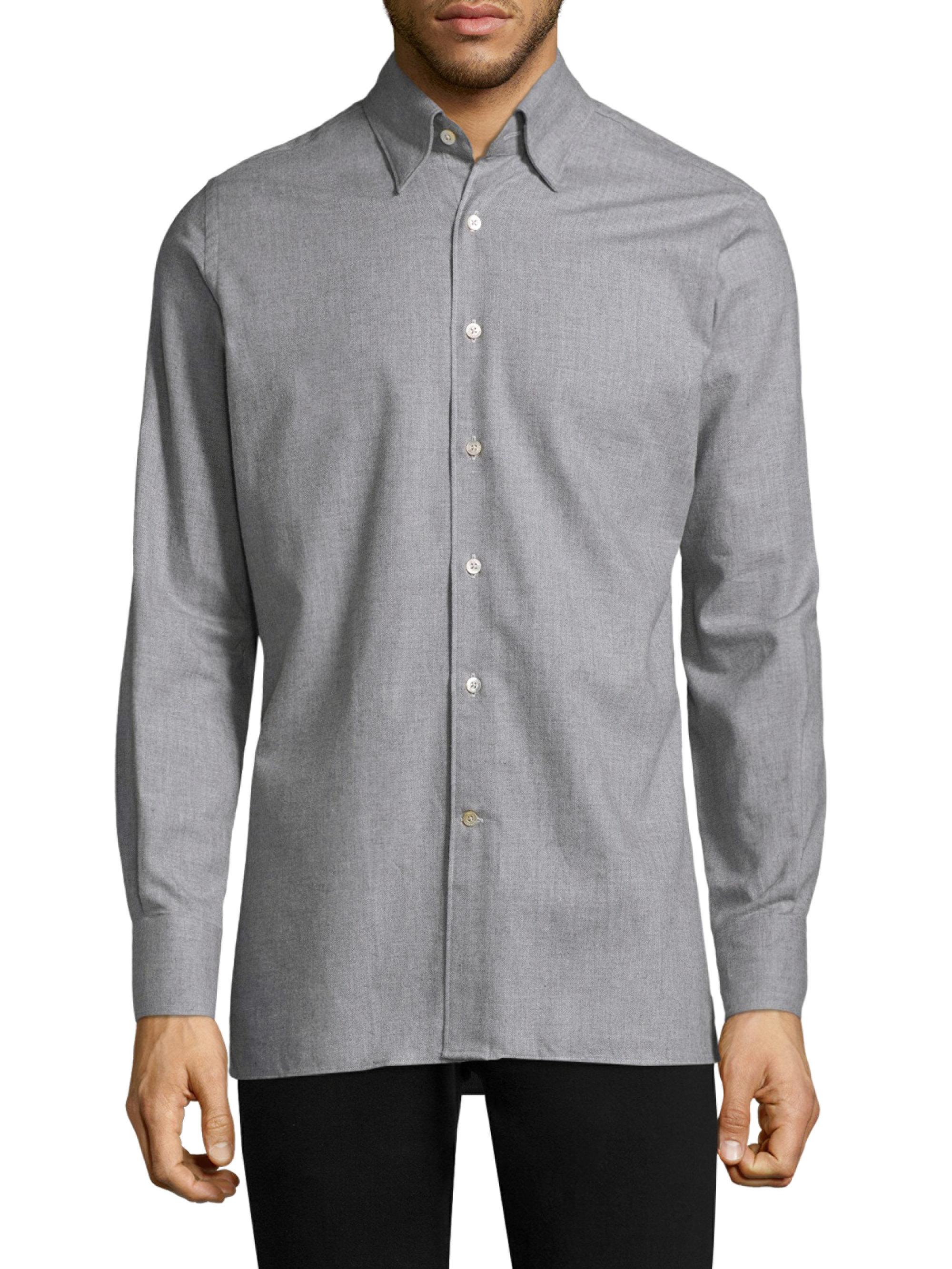 Lyst - Canali Cotton Casual Button-down Shirt in Gray for Men