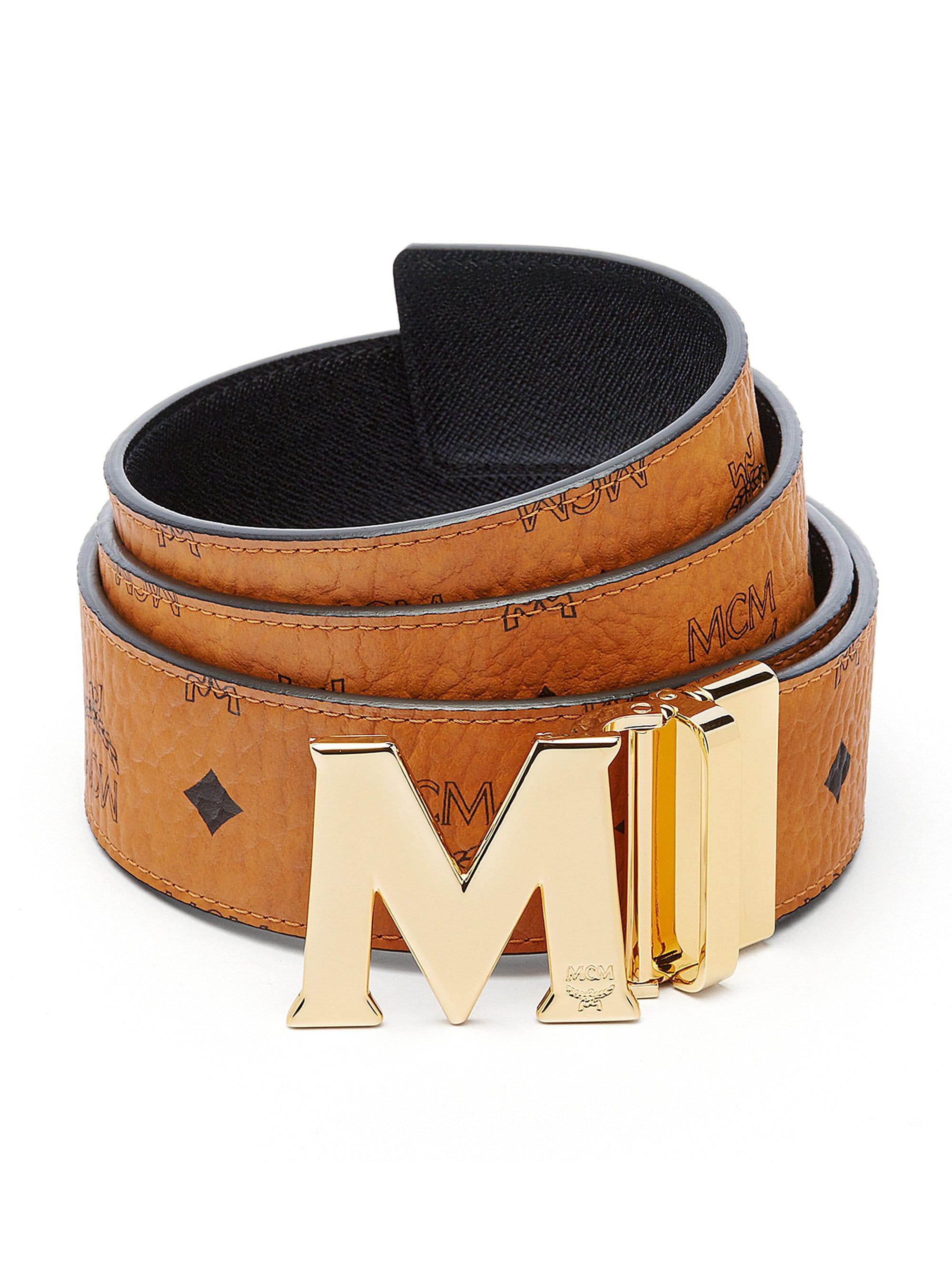 MCM Claus M Reversible Belt In Black Logo Visetos in Black for Men - Lyst