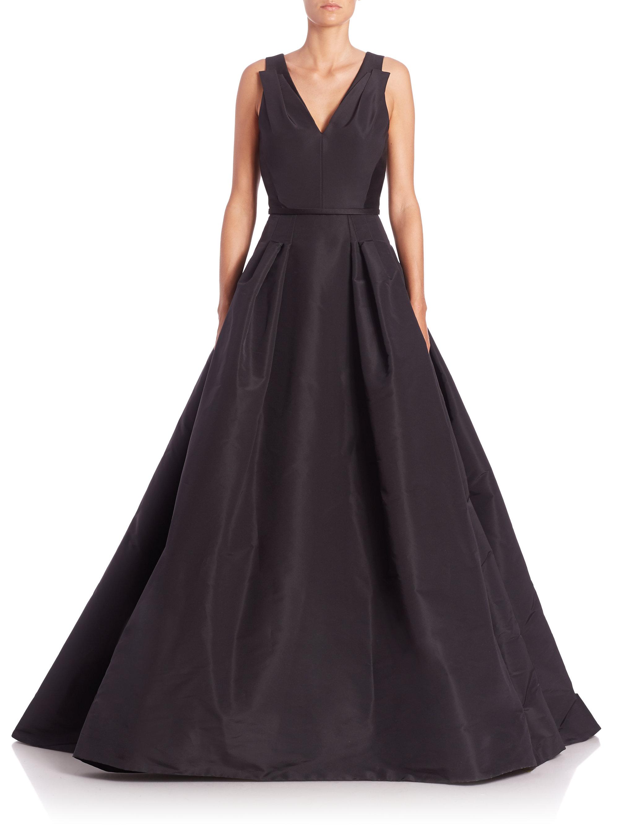 Lyst - Carolina Herrera Icon Collection Flared Silk Gown in Black