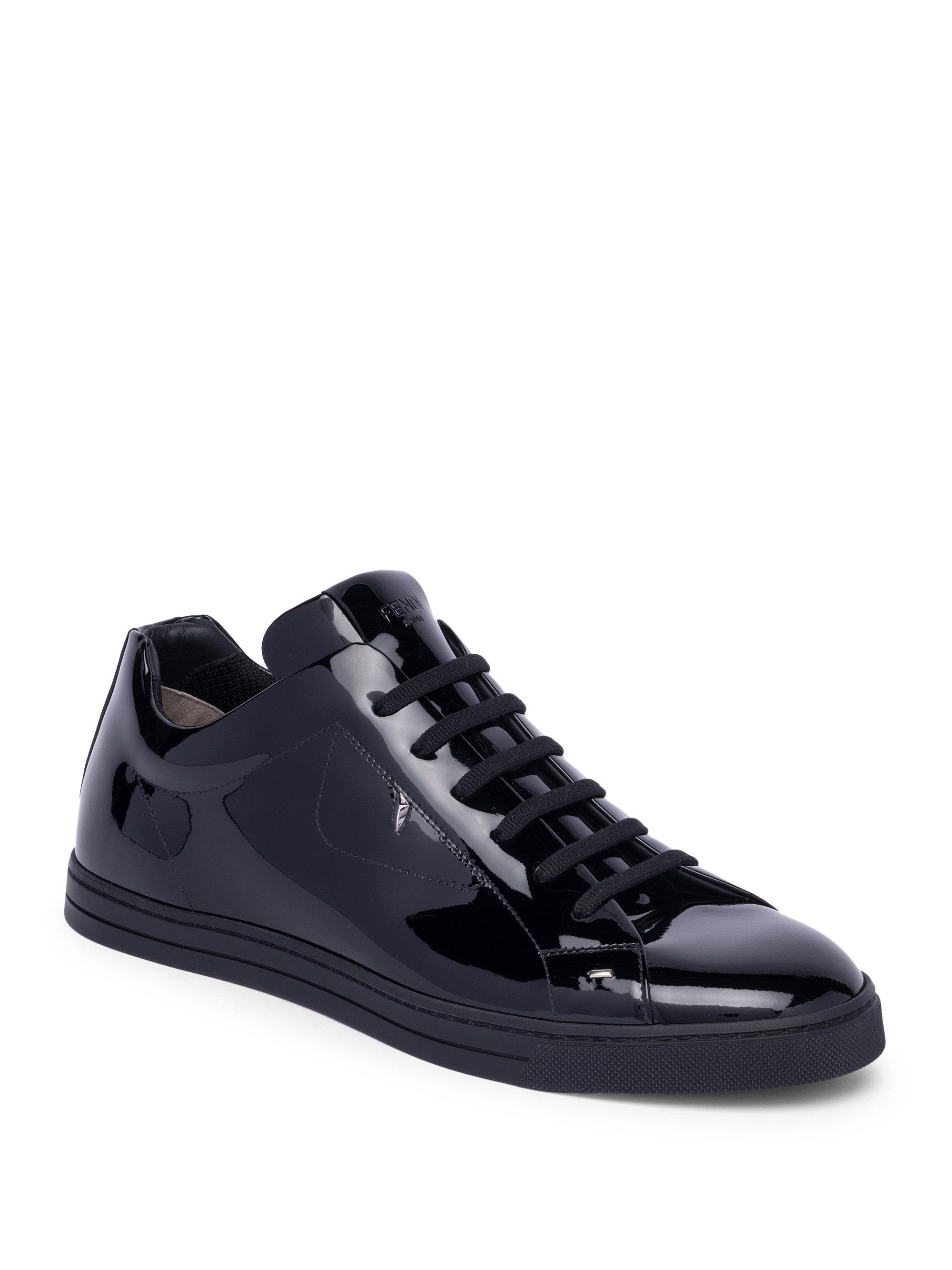 Lyst - Fendi Monster Patent Leather Sneakers in Black for Men