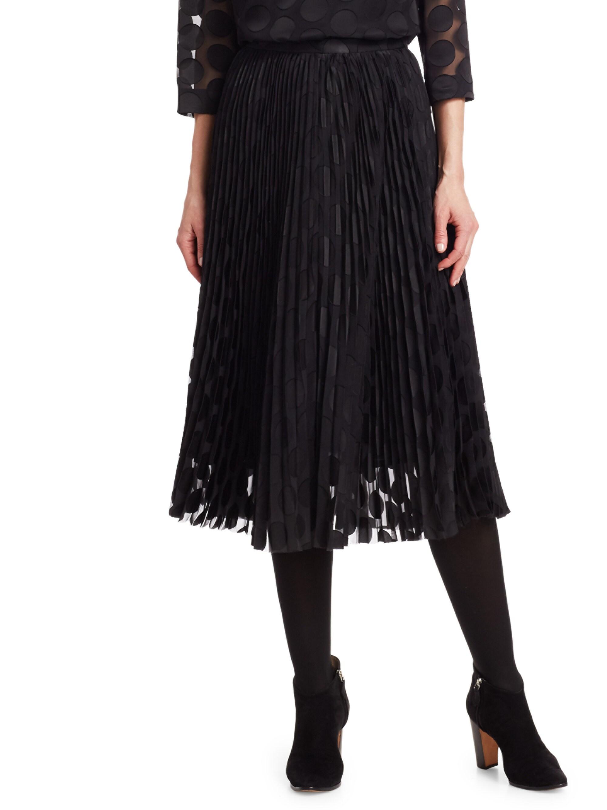 black polka dot midi skirt