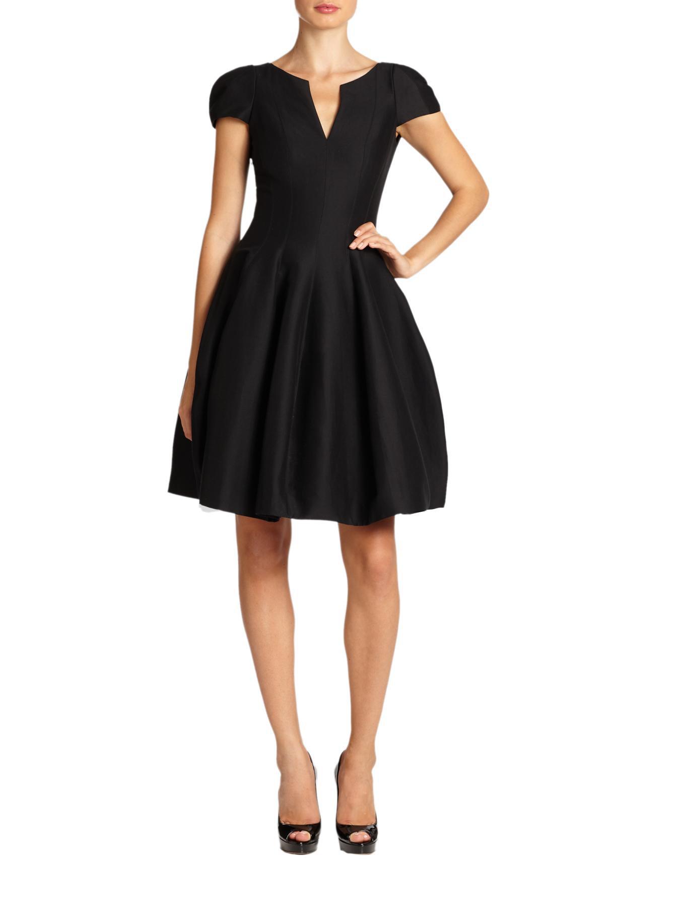 Lyst - Halston Heritage Cap-sleeve Sateen Dress in Black