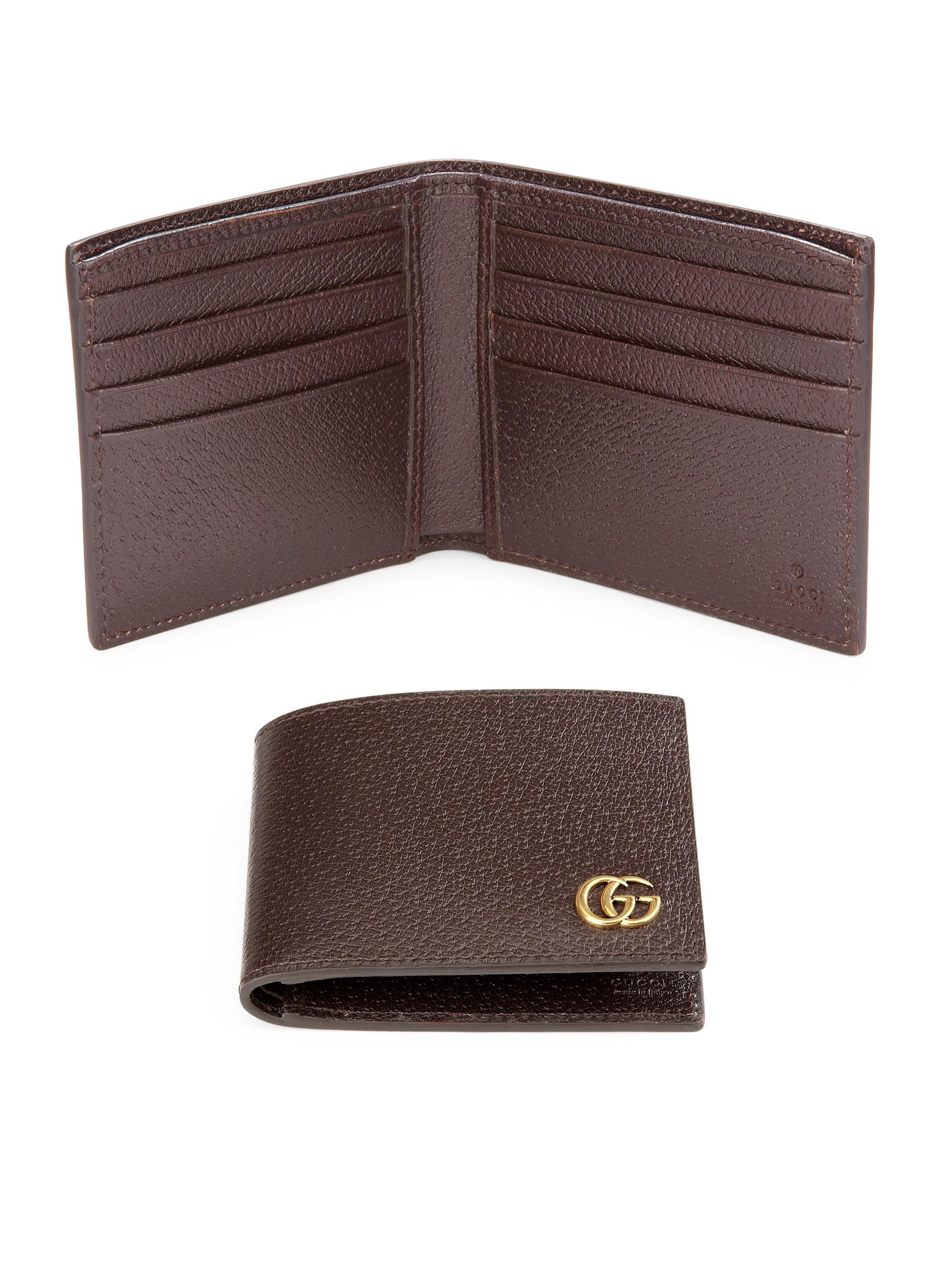 Lyst - Gucci Leather Bi-fold Wallet in Brown for Men