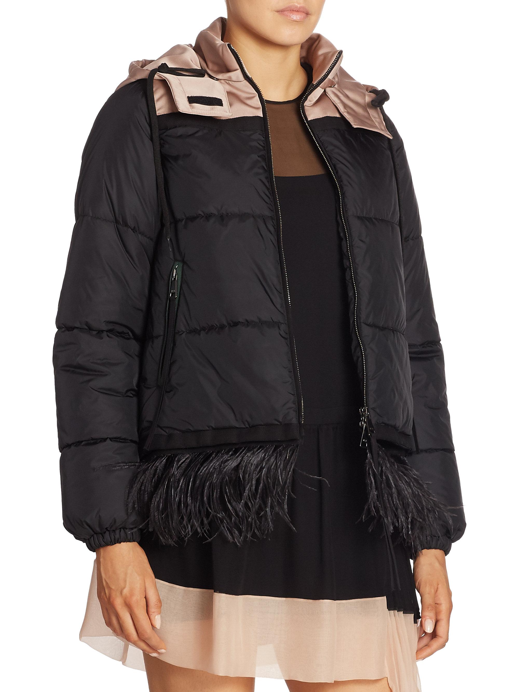 Lyst N°21 Ostrich Feathertrim Puffer Jacket in Black