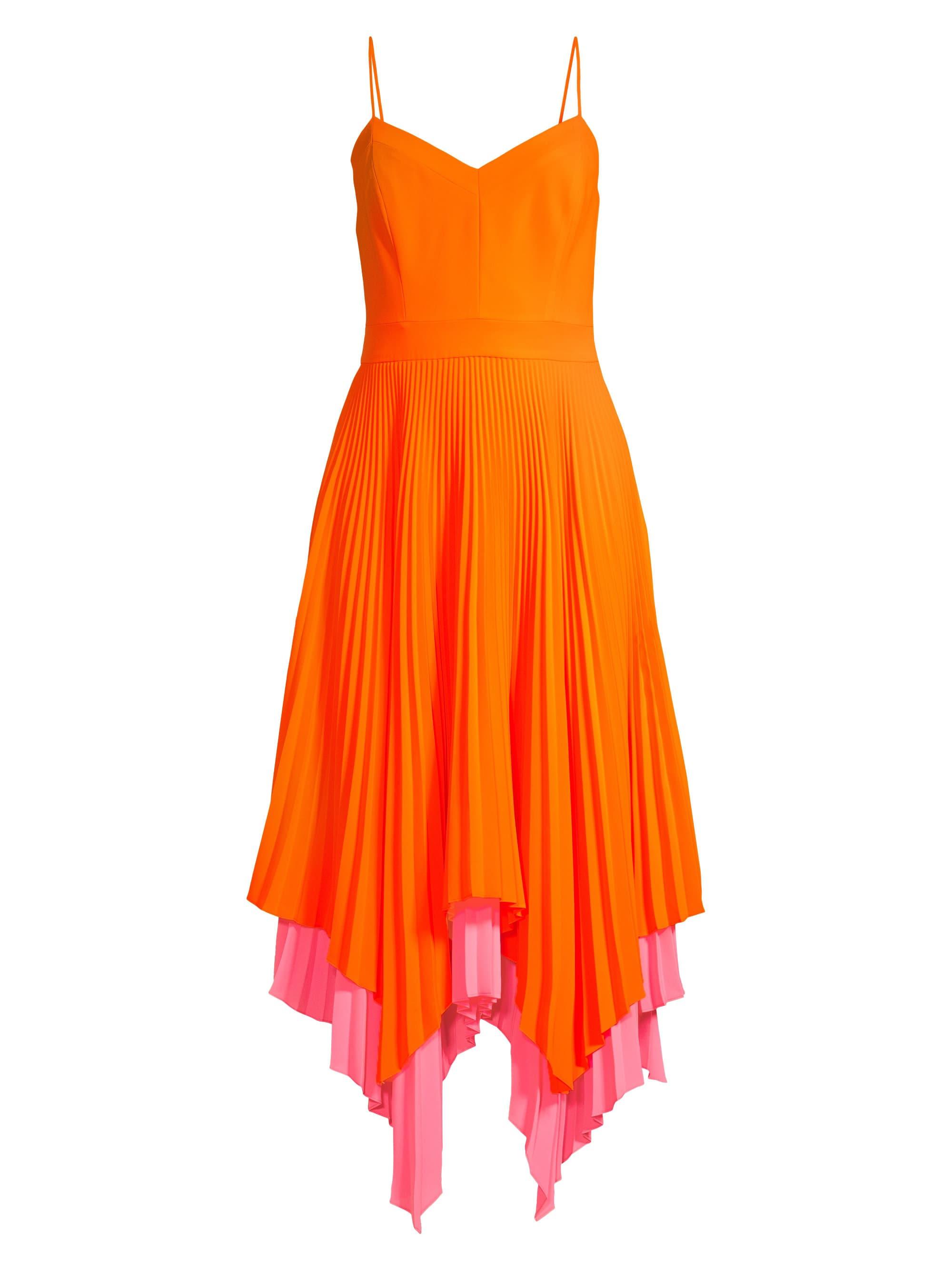 Pleated Handkerchief Hem Dress