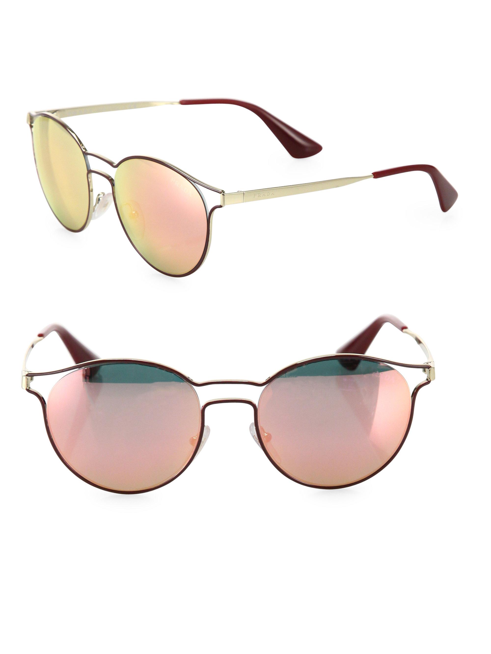 Lyst Prada Cinema 53mm Phantos Mirrored Sunglasses In Pink 3563