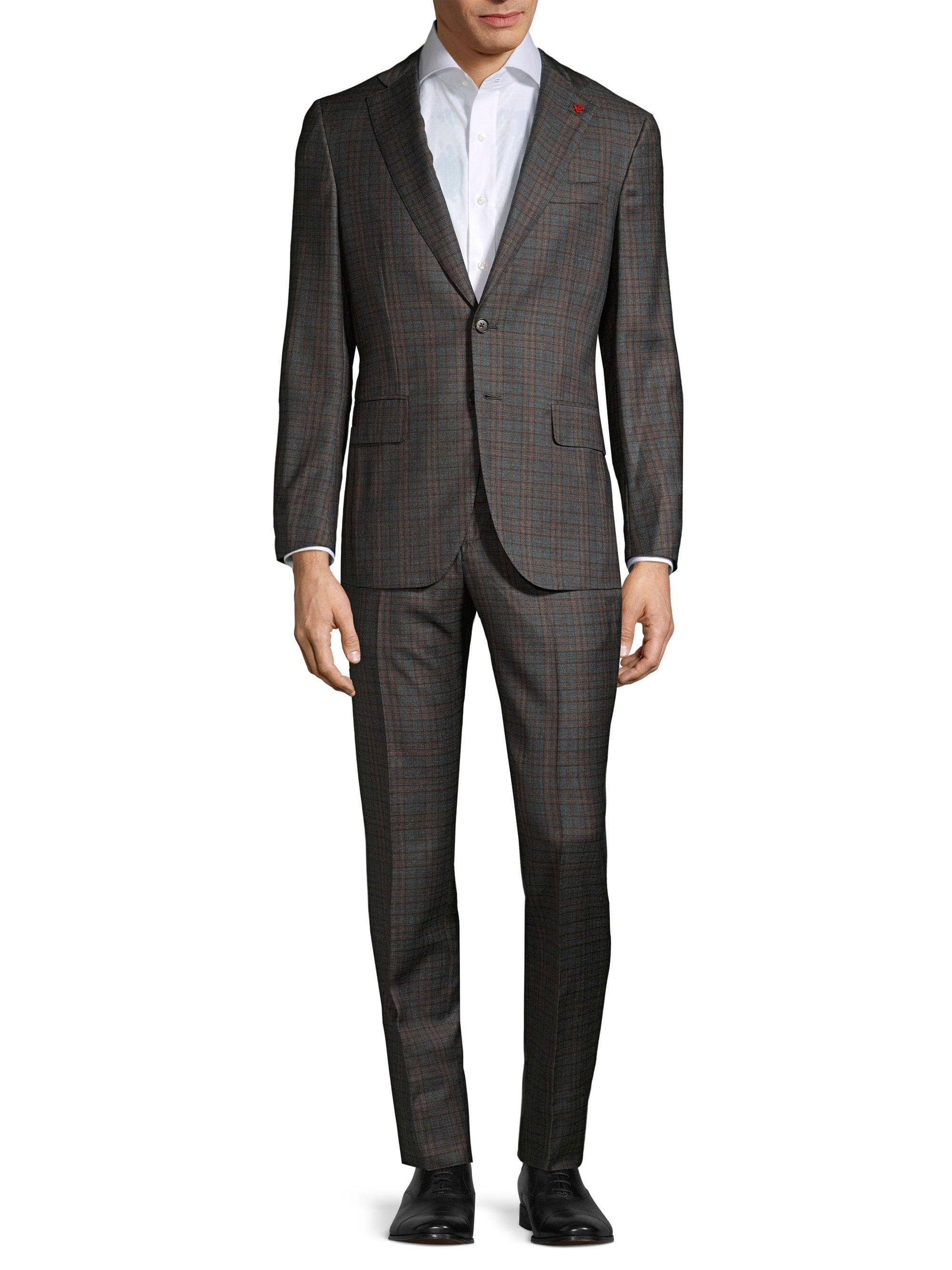 Isaia Sanita Plaid Wool Single-breasted Suit in Gray for Men - Lyst