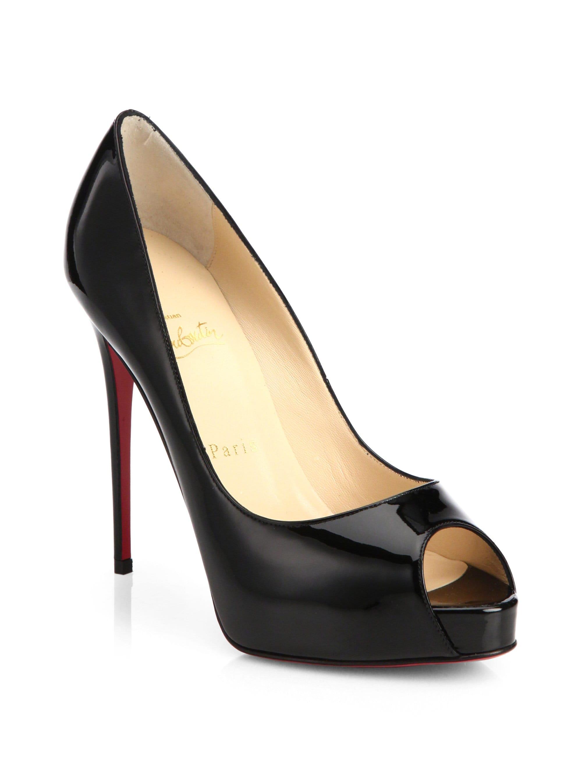 Lyst - Christian Louboutin New Very Prive 120 Patent Leather Peep Toe ...