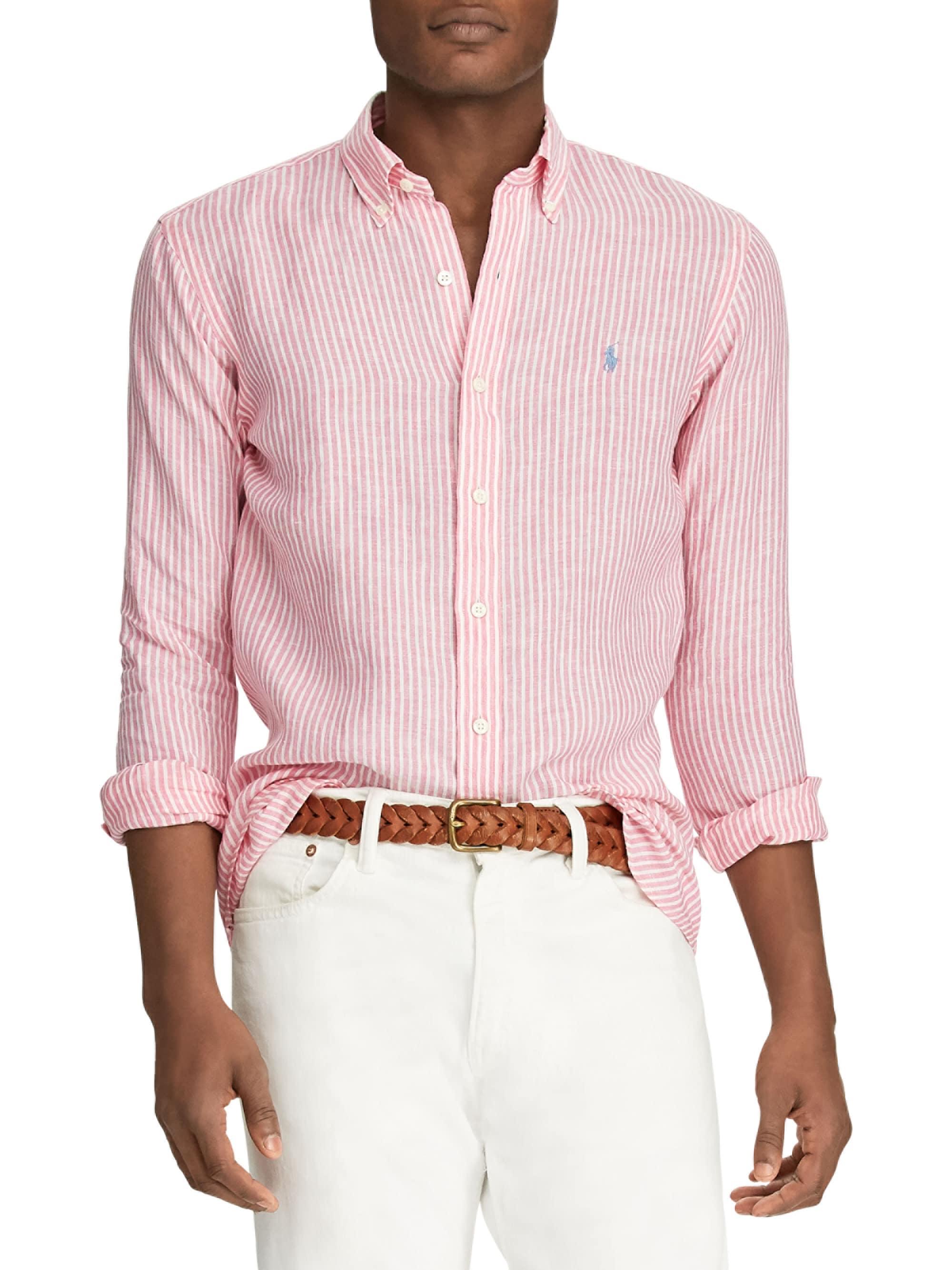 Polo Ralph Lauren Classic-fit Linen Shirt in Pink for Men - Lyst