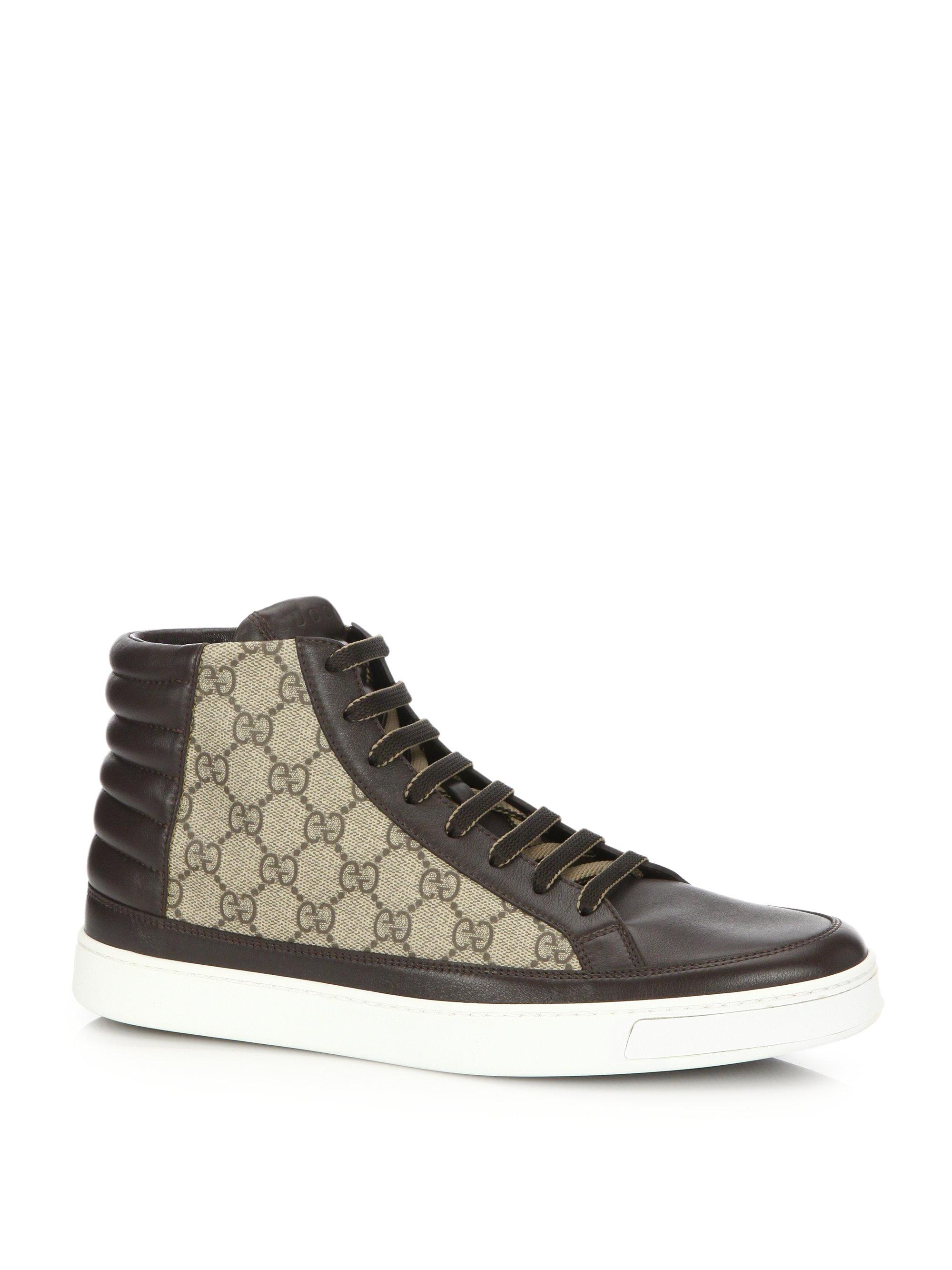 Lyst - Gucci Gg Supreme High-top Sneakers in Brown for Men