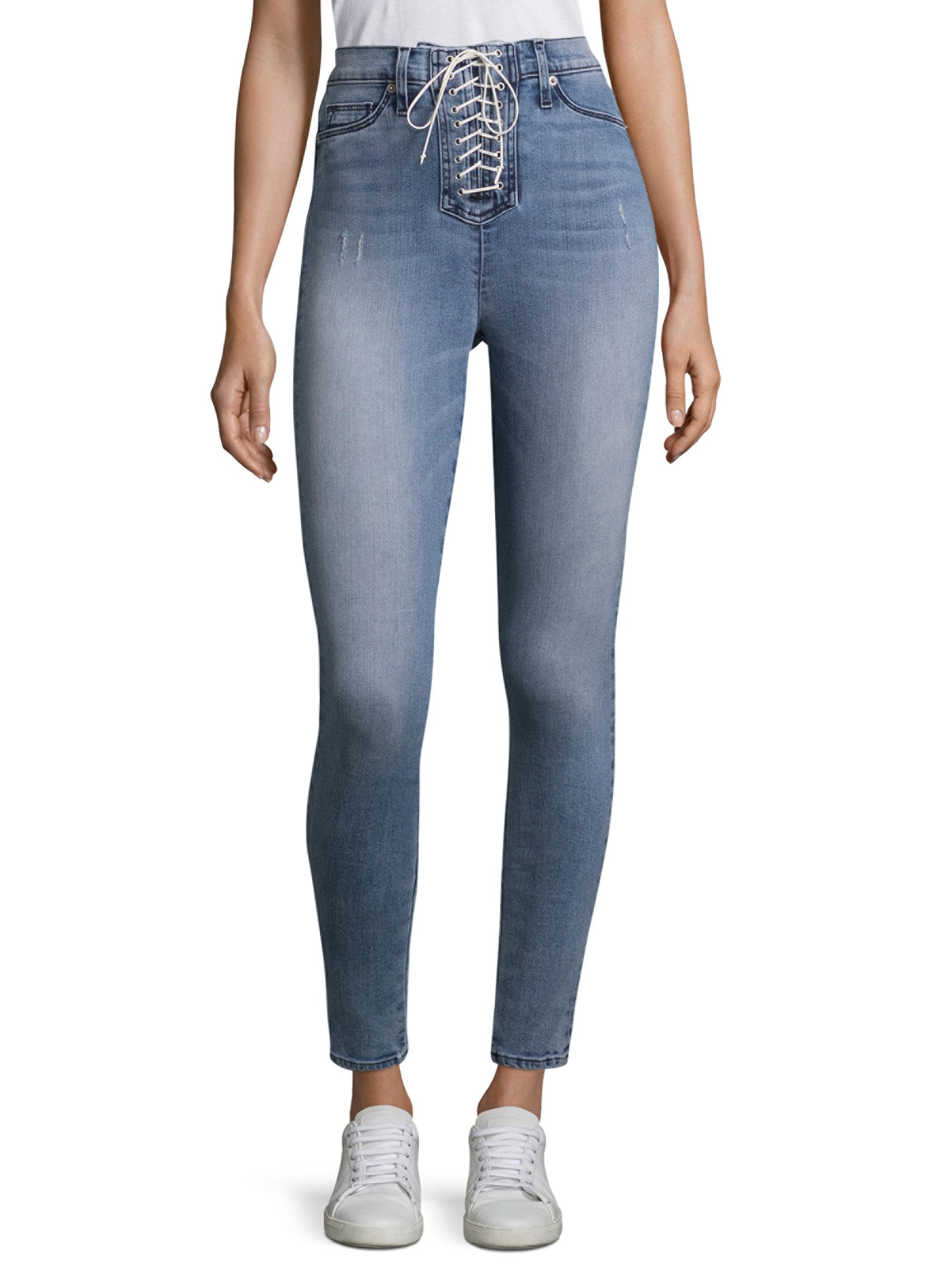 Lyst Hudson Lace Up Jeans In Blue 