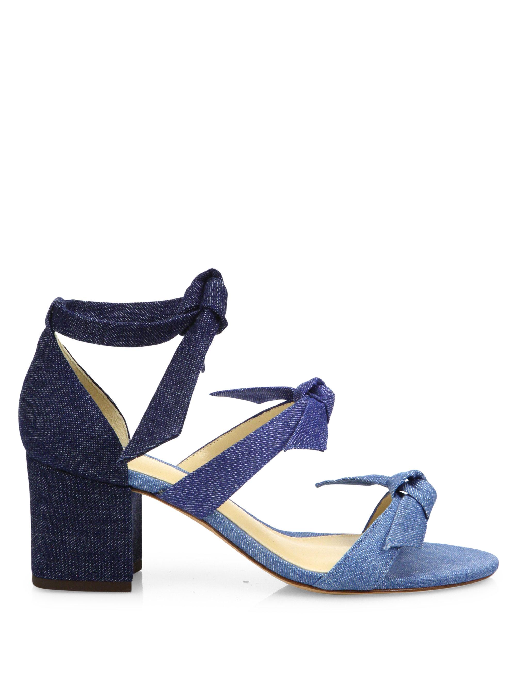 Lyst - Alexandre birman Mary Bow Colorblock Denim Block Heel Sandals ... Gallery