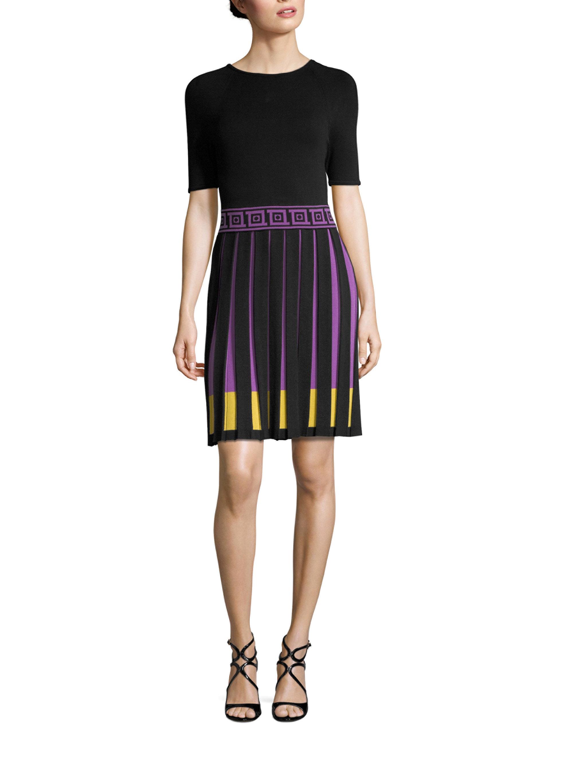 Lyst Versace Knit Pleated Dress In Black Gallery