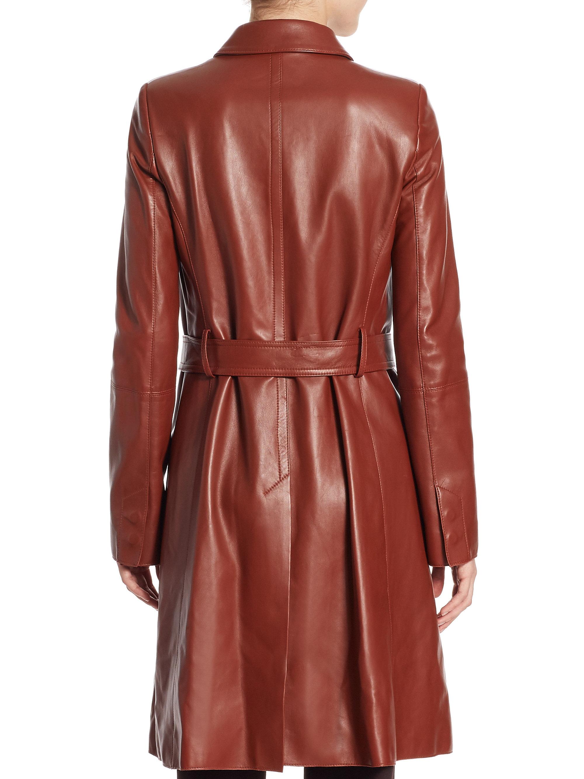 Lyst - Theory Mod Leather Trench Coat in Brown