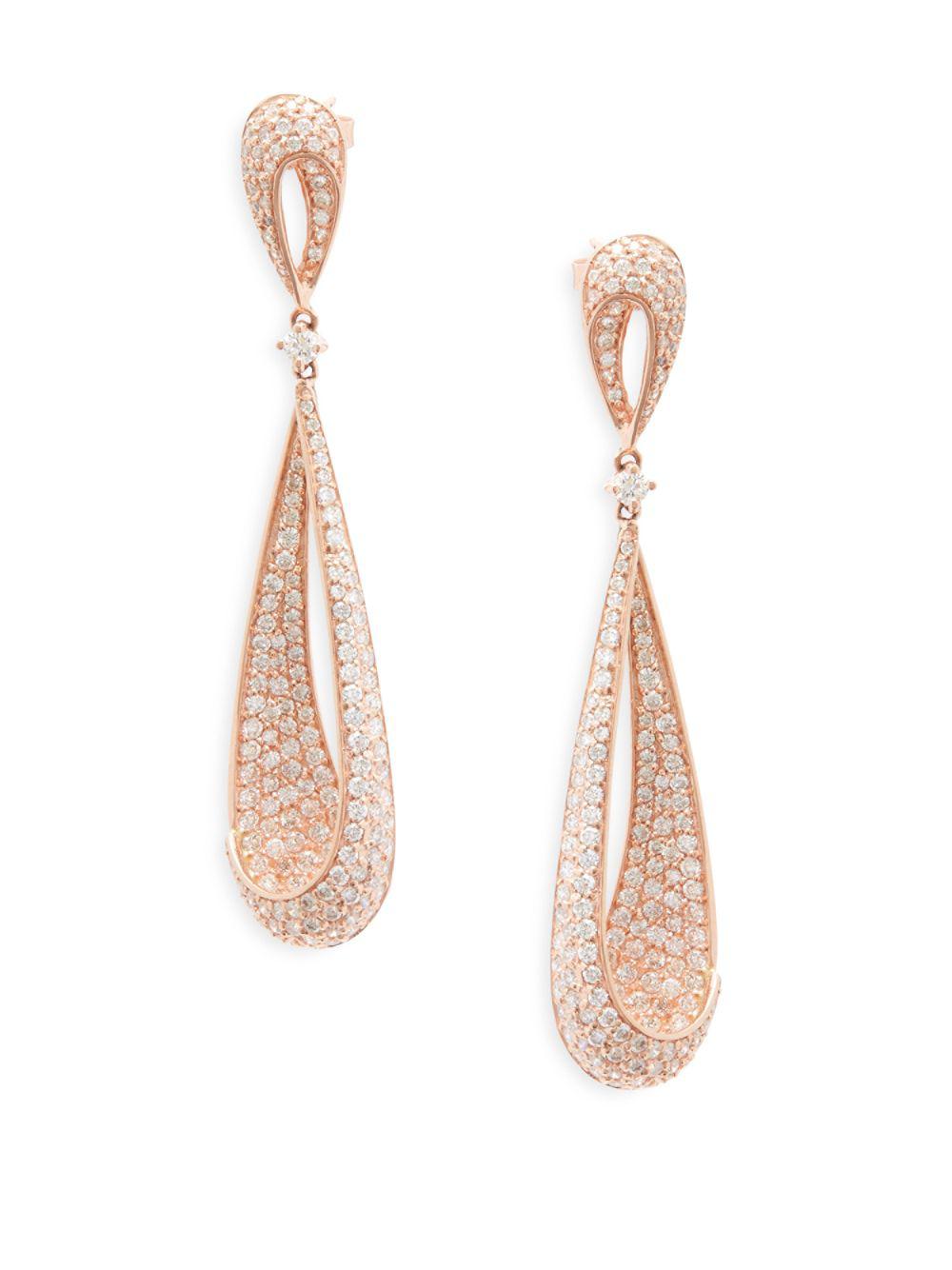 Lyst Effy Diamond And 14k Rose Gold Drop Earrings 3 Tcw Gallery