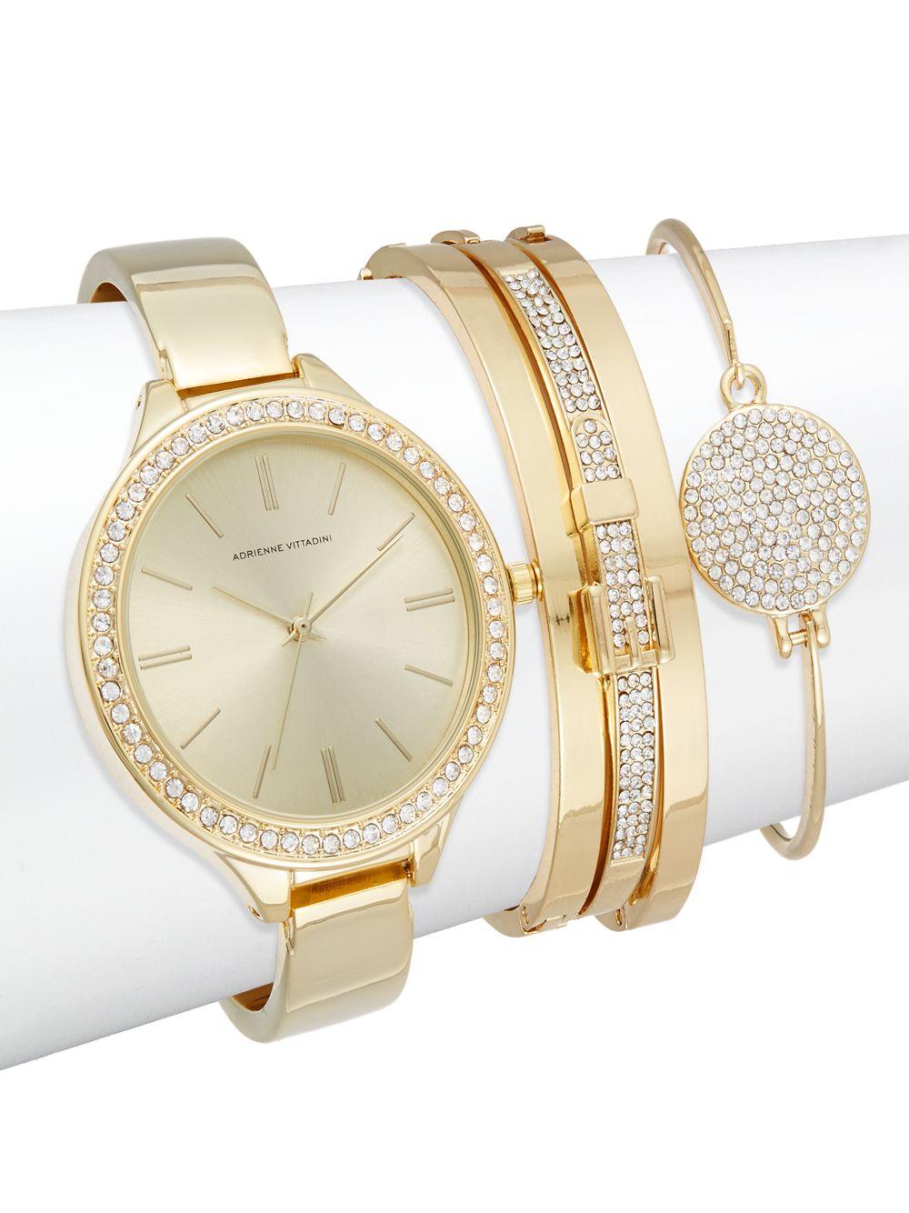 Lyst - Adrienne Vittadini Glitz Goldtone Bracelet Watch in Metallic