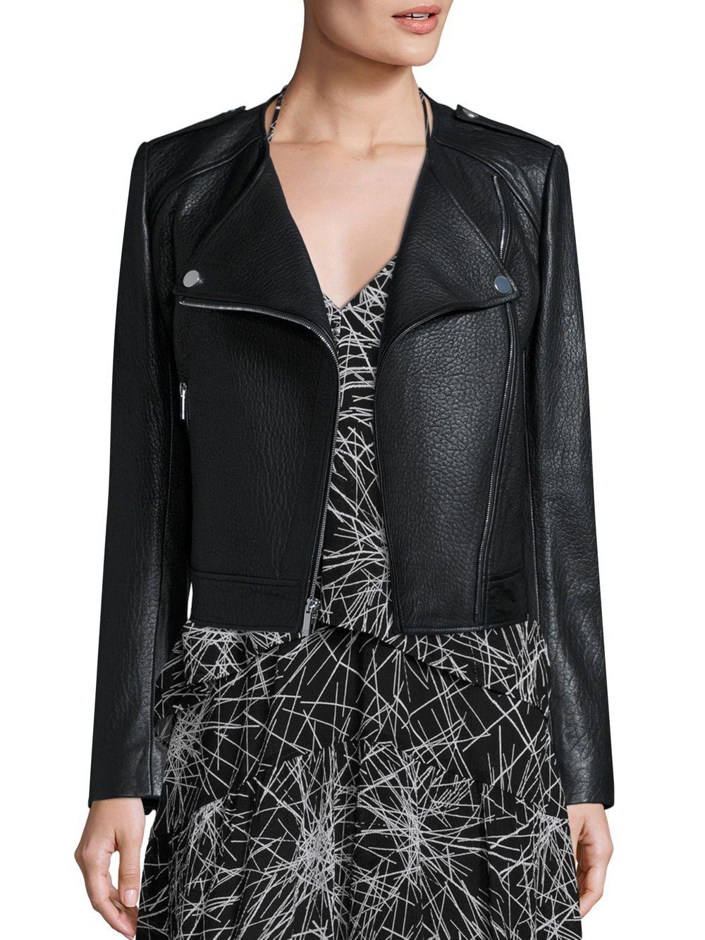 Lyst Diane Von Furstenberg Tadessa Lamb Leather Jacket In Black Gallery