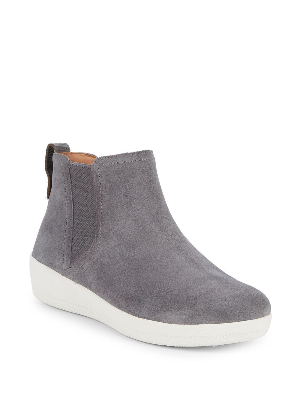 Lyst - Fitflop Suede Flat Ankle Boots in Gray
