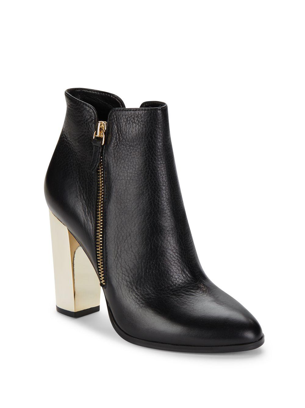 Saks Fifth Avenue Hallie Leather Booties in Black - Lyst