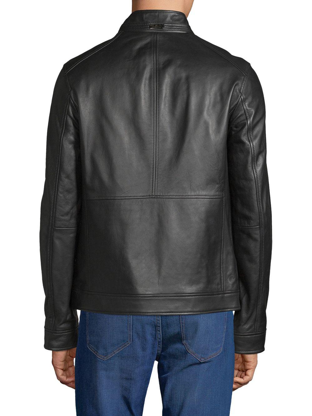 Michael Kors Leather Nappa Racer Jacket In Black For Men Lyst Gallery