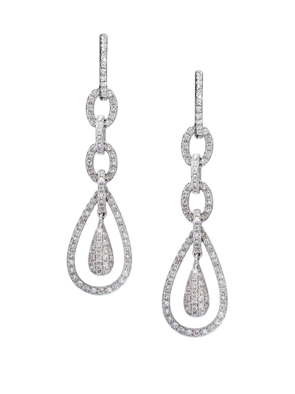 Lyst Effy Diamond 14k White Gold Teardrop Earrings In Effy Women S Diamond 14k White Gold Teardrop Earrings