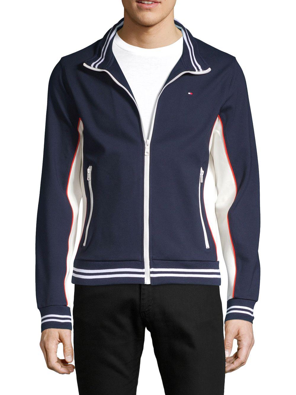 Tommy Hilfiger Stand Collar Colorblock Jacket in Blue for Men Lyst