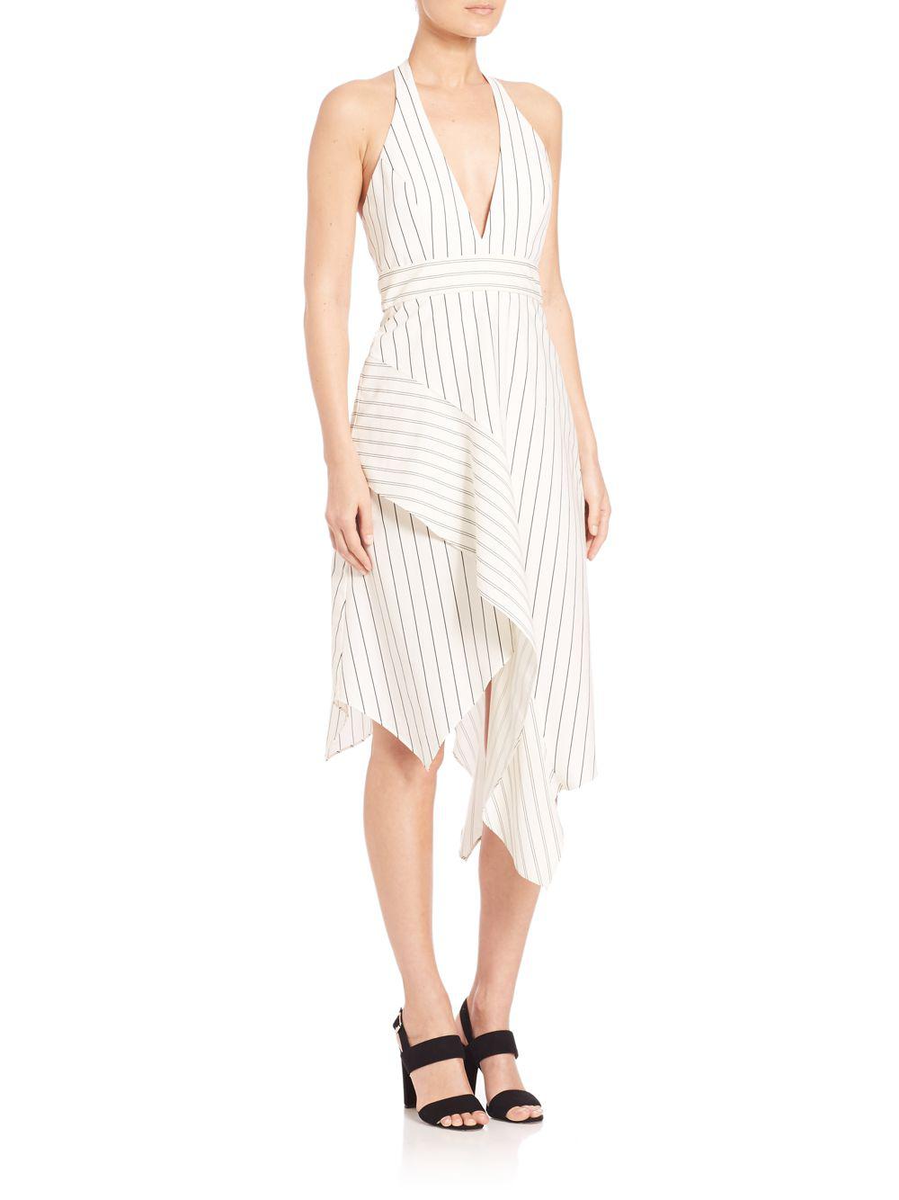 Nicholas N / Stripe Halter Ruffle Dress in White Lyst