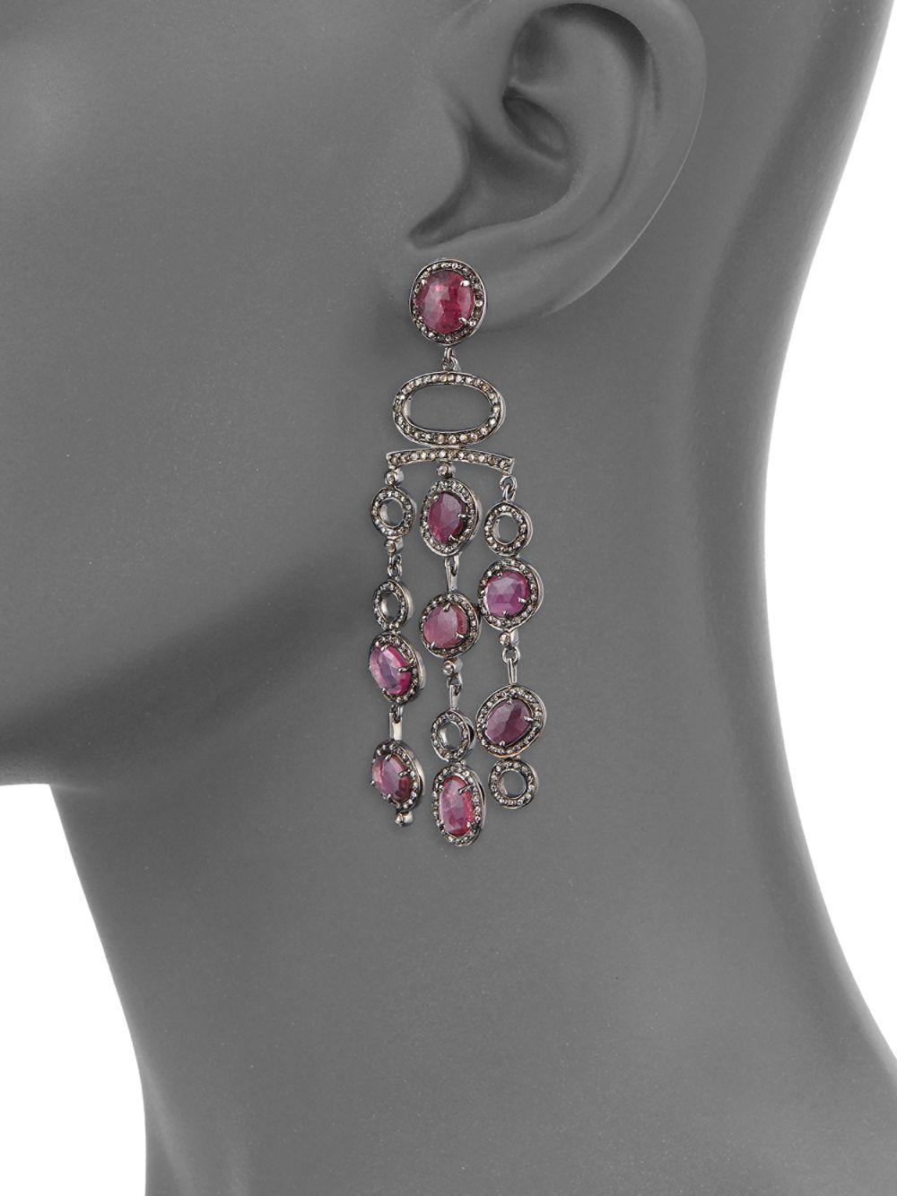 Lyst Bavna Champagne Diamond Tourmaline Sterling Silver Champagne Diamond Tourmaline Sterling Silver Chandelier Earrings Lyst View Fullscreen