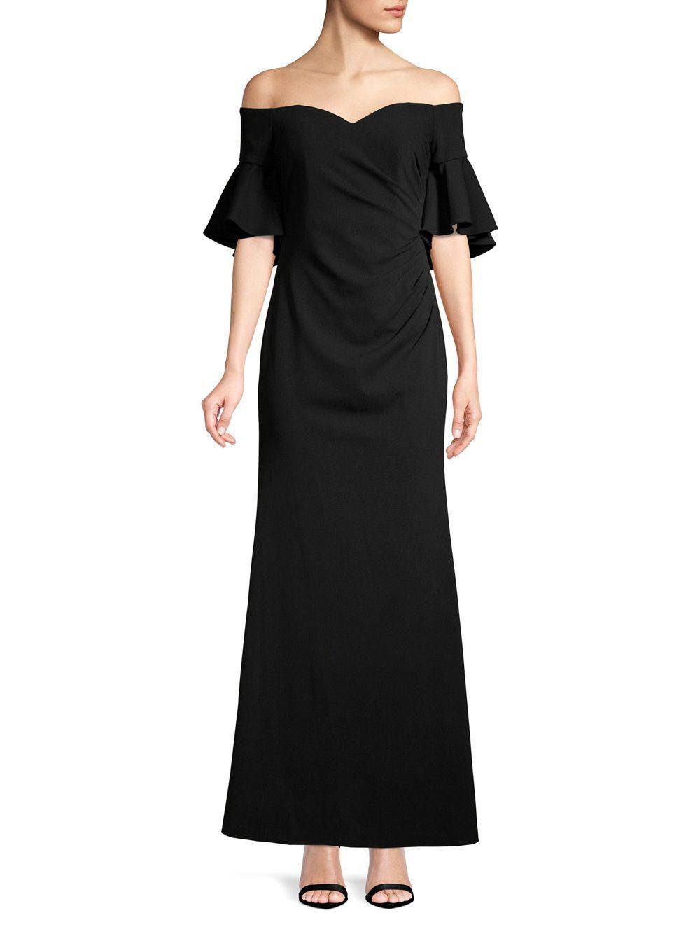 Calvin Klein Off-the-shoulder Evening Gown in Black - Lyst