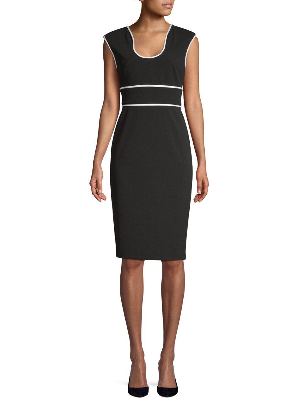 Lyst Calvin Klein Contrast Trim Sheath Dress In Black Calvin Klein Women S Black Contrast Trim Sheath Dress