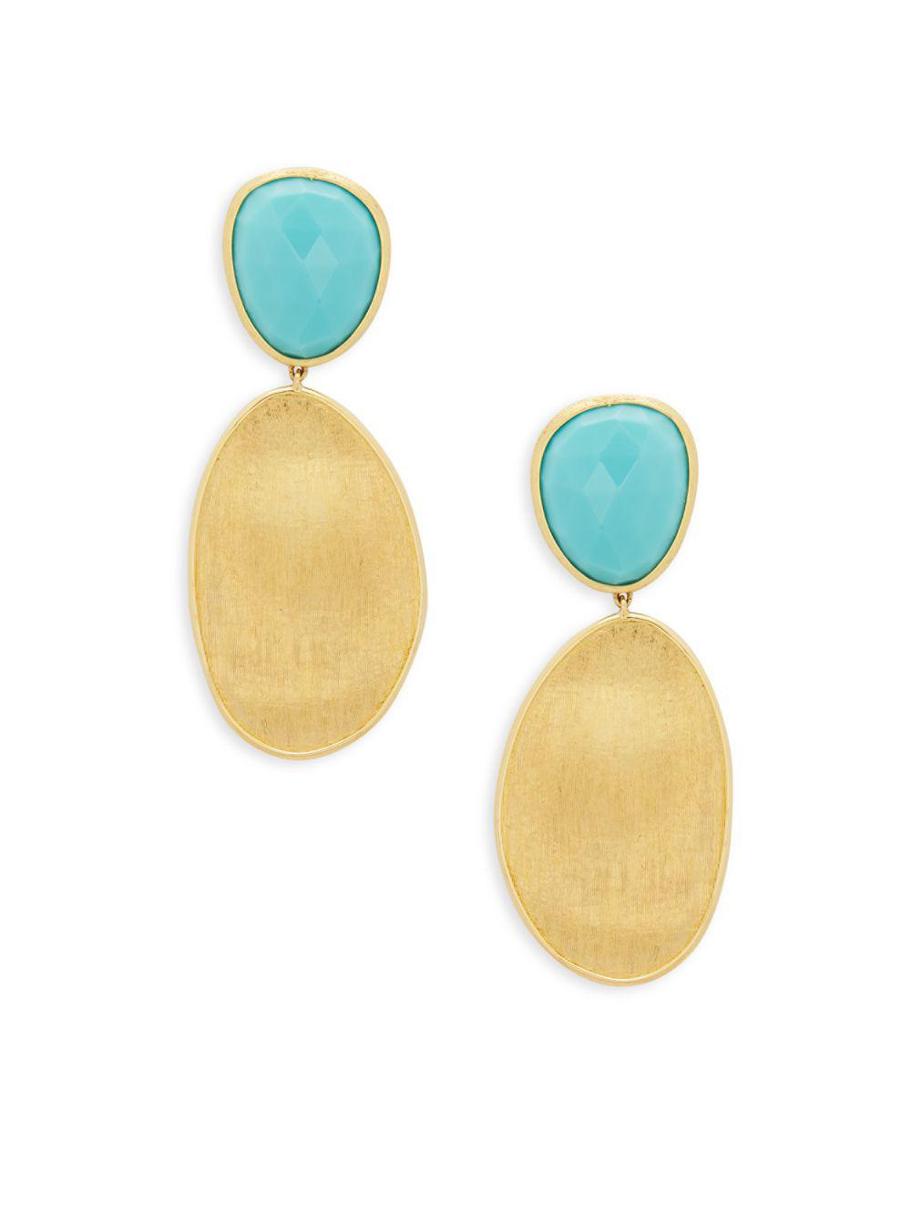 Lyst - Marco Bicego 18k Yellow Gold Turquoise Drop Earrings in Metallic