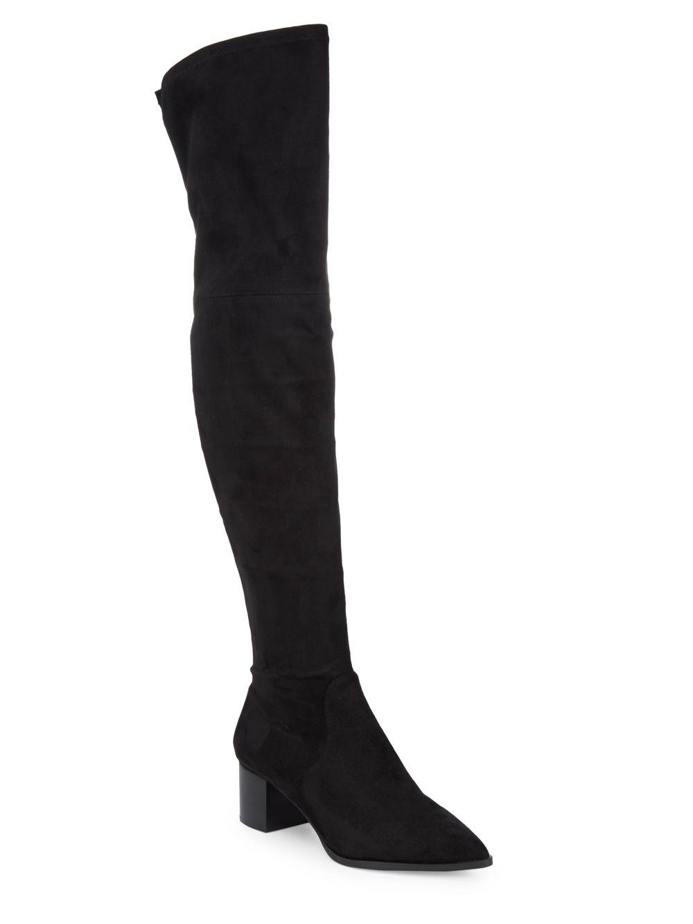 Lyst Karl Lagerfeld Microsuede Knee High Boots In Black Gallery