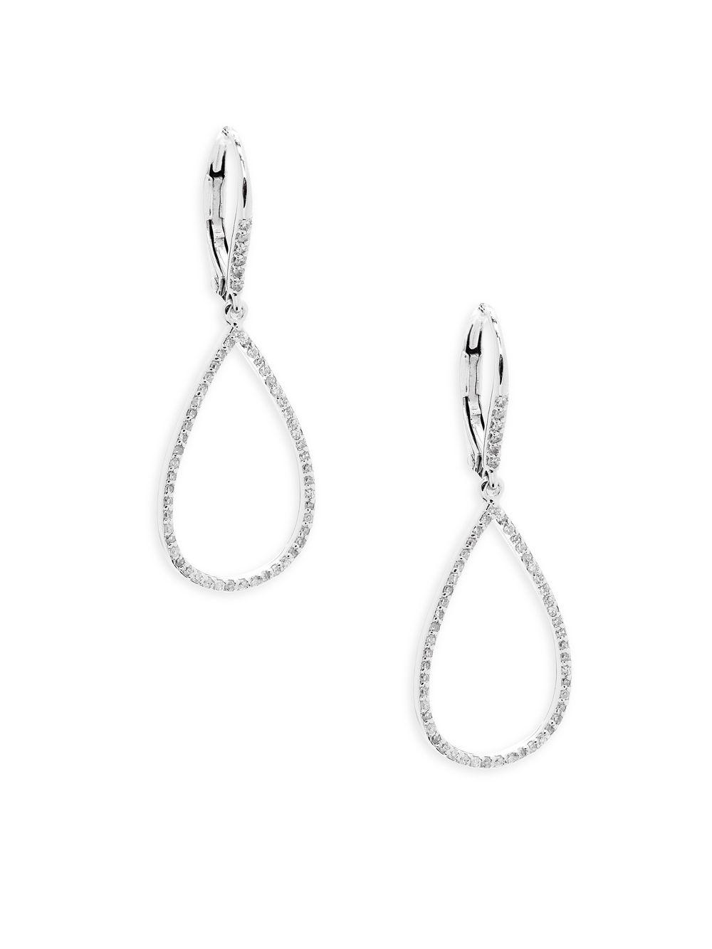 Lyst Danni 14k White Gold Diamond Teardrop Earrings In Metallic Danni Women S Metallic 14k White Gold Diamond Teardrop Earrings