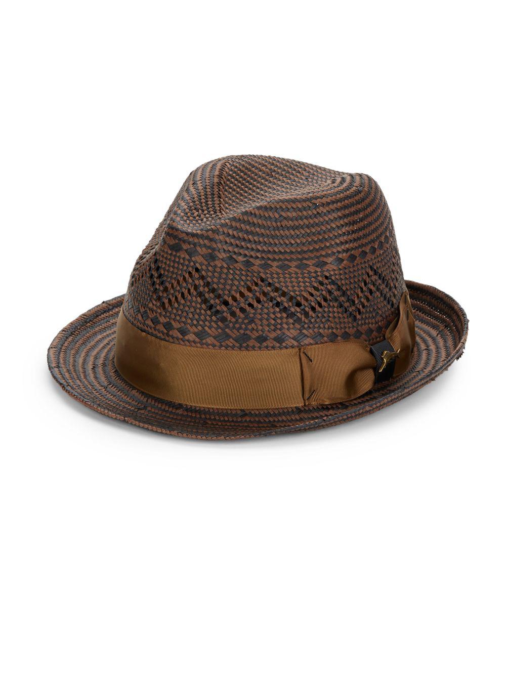 Lyst Tommy Bahama Twotone Straw Fedora Hat in Black for Men