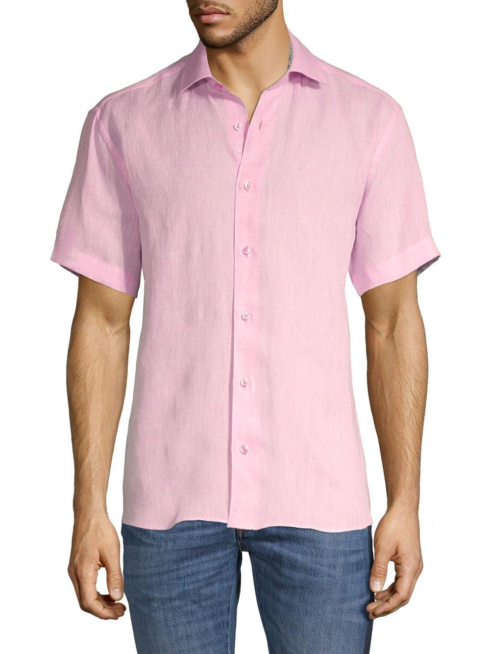 Bertigo Edoardo Linen Sport Shirt in Pink for Men - Lyst