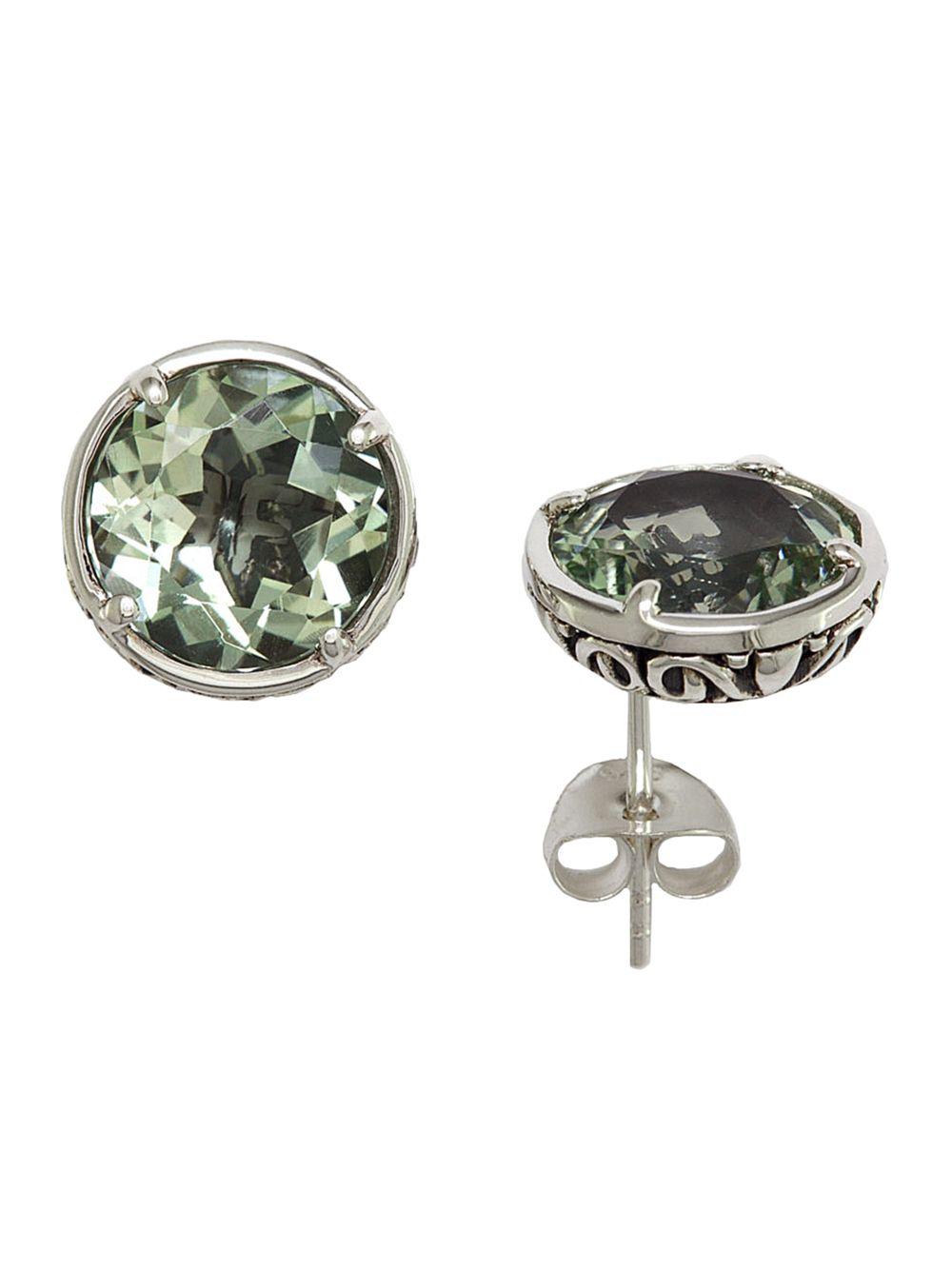 Lyst Effy Balissima Green Amethyst Stud Earrings In Sterling Effy Women S Balissima Green Amethyst Stud Earrings