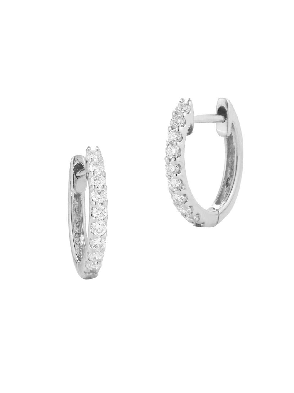 Lyst Nephora Pavé Diamond White Gold Huggie Hoop Earrings In Nephora Pavé Diamond White Gold Huggie Hoop Earrings Lyst View Fullscreen