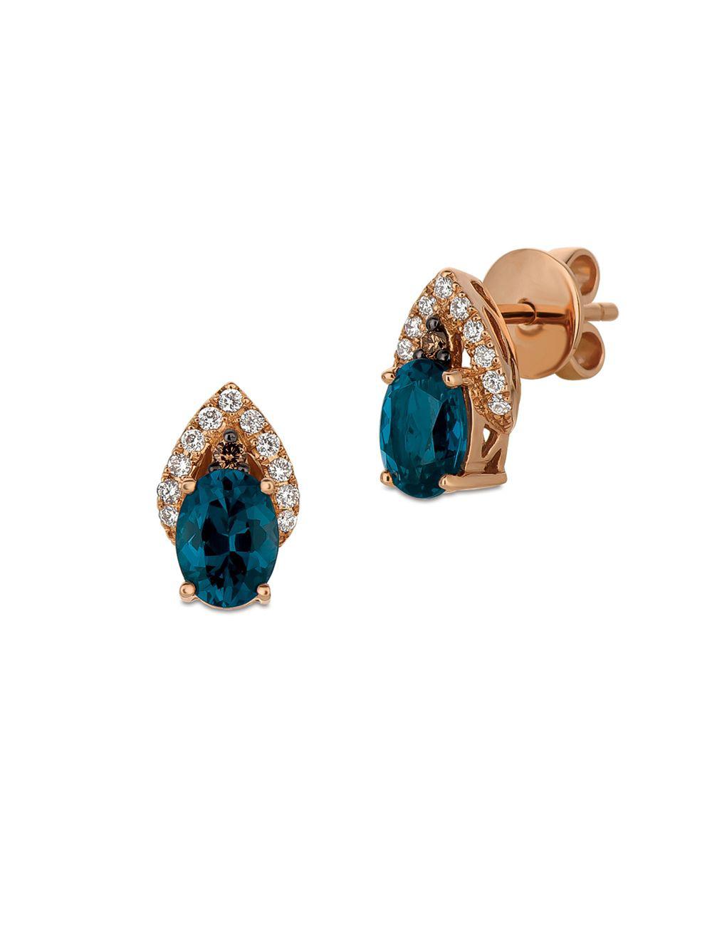 Lyst Le Vian 14k Strawberry Gold Deep Sea Blue Topaz Vanilla Le Vian