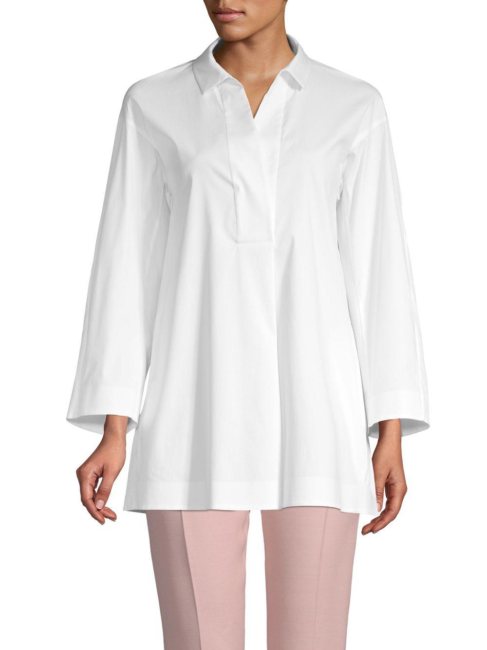 Lyst Lafayette 148 New York Split Placket Tunic in White
