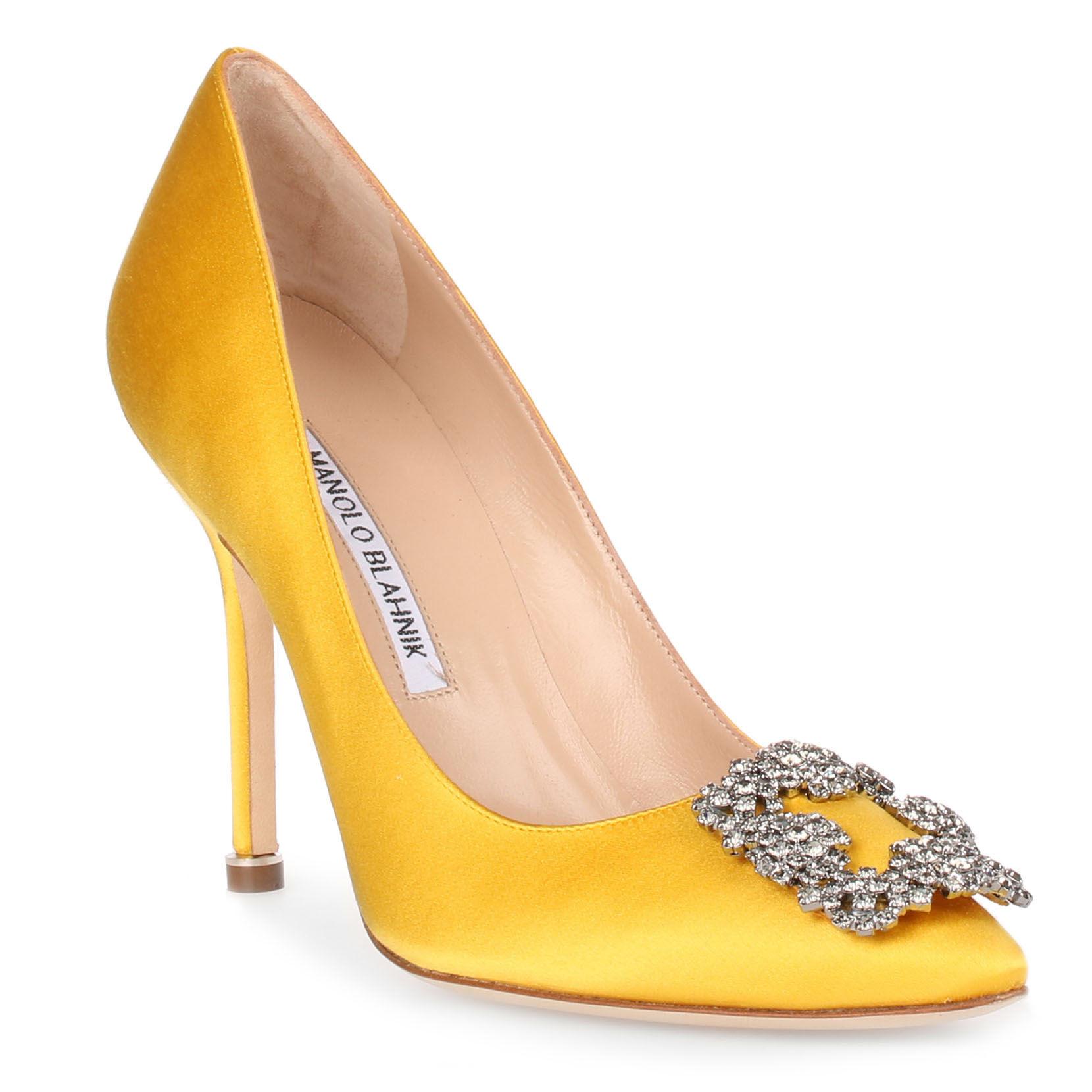 Manolo Blahnik Hangisi 105 Yellow Satin Pump - Lyst