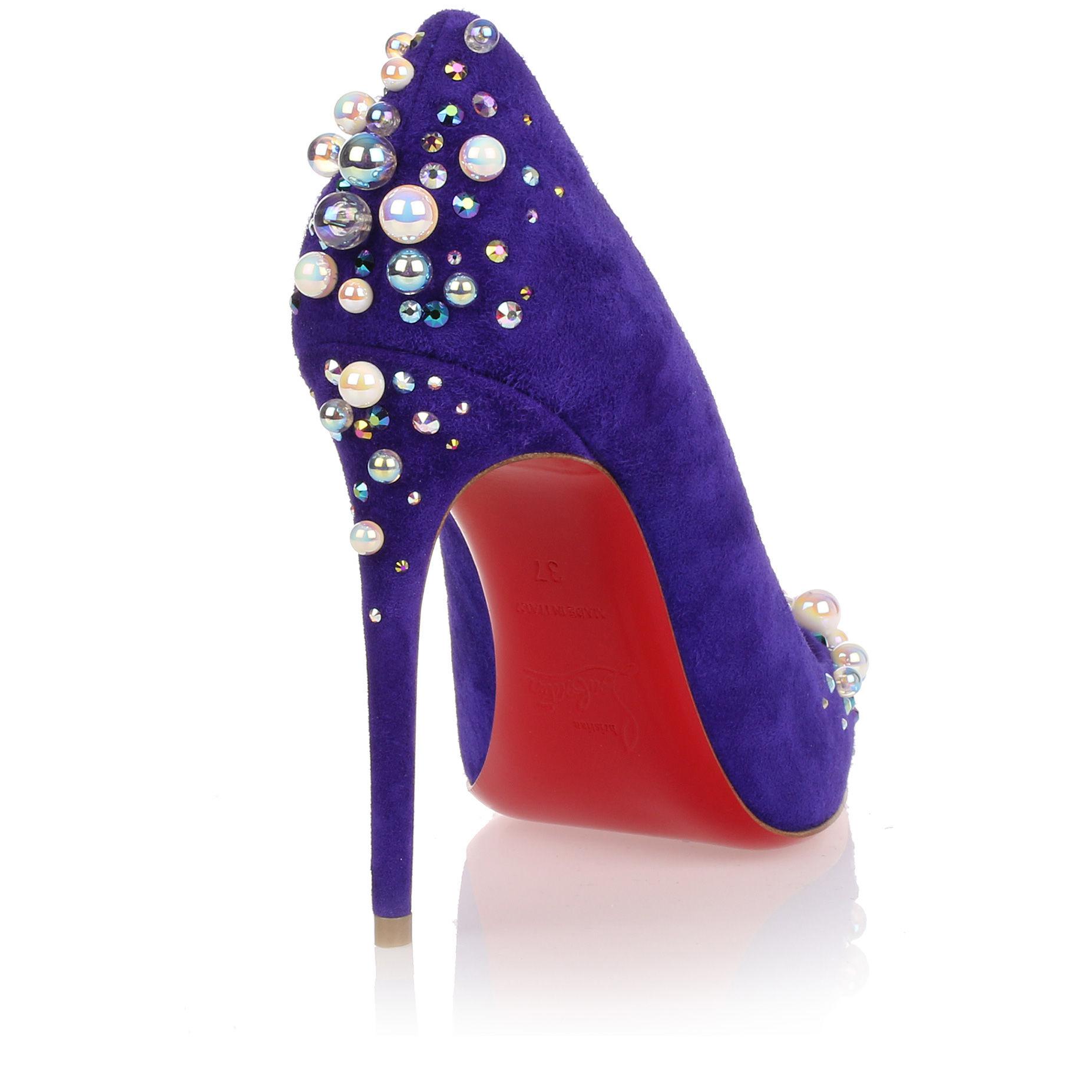 Lyst - Christian Louboutin Candidate 100 Purple Suede Embellished Pump ...