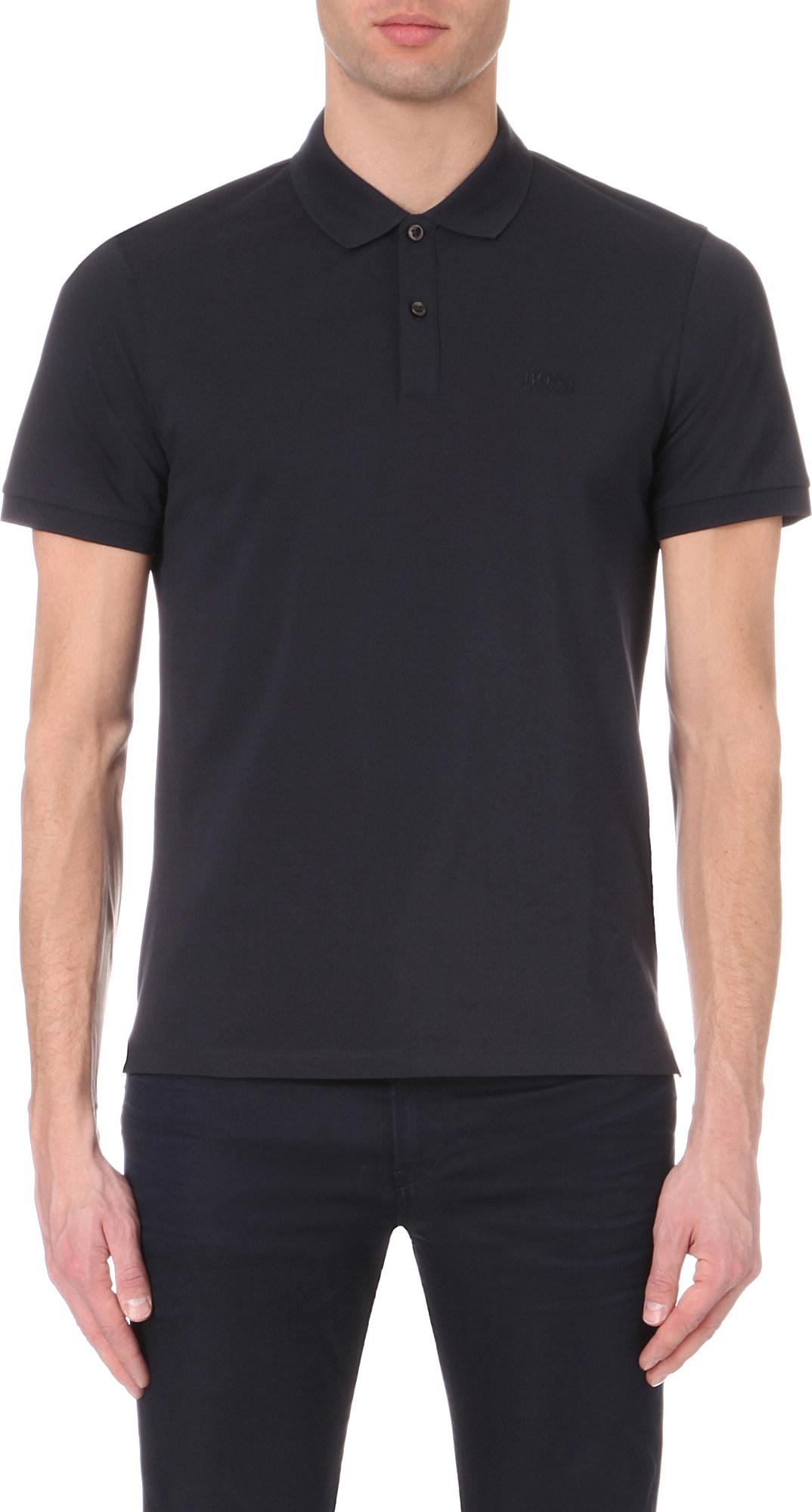 Lyst - BOSS Hugo Slim-fit Cotton-piqué Polo Shirt in Black for Men