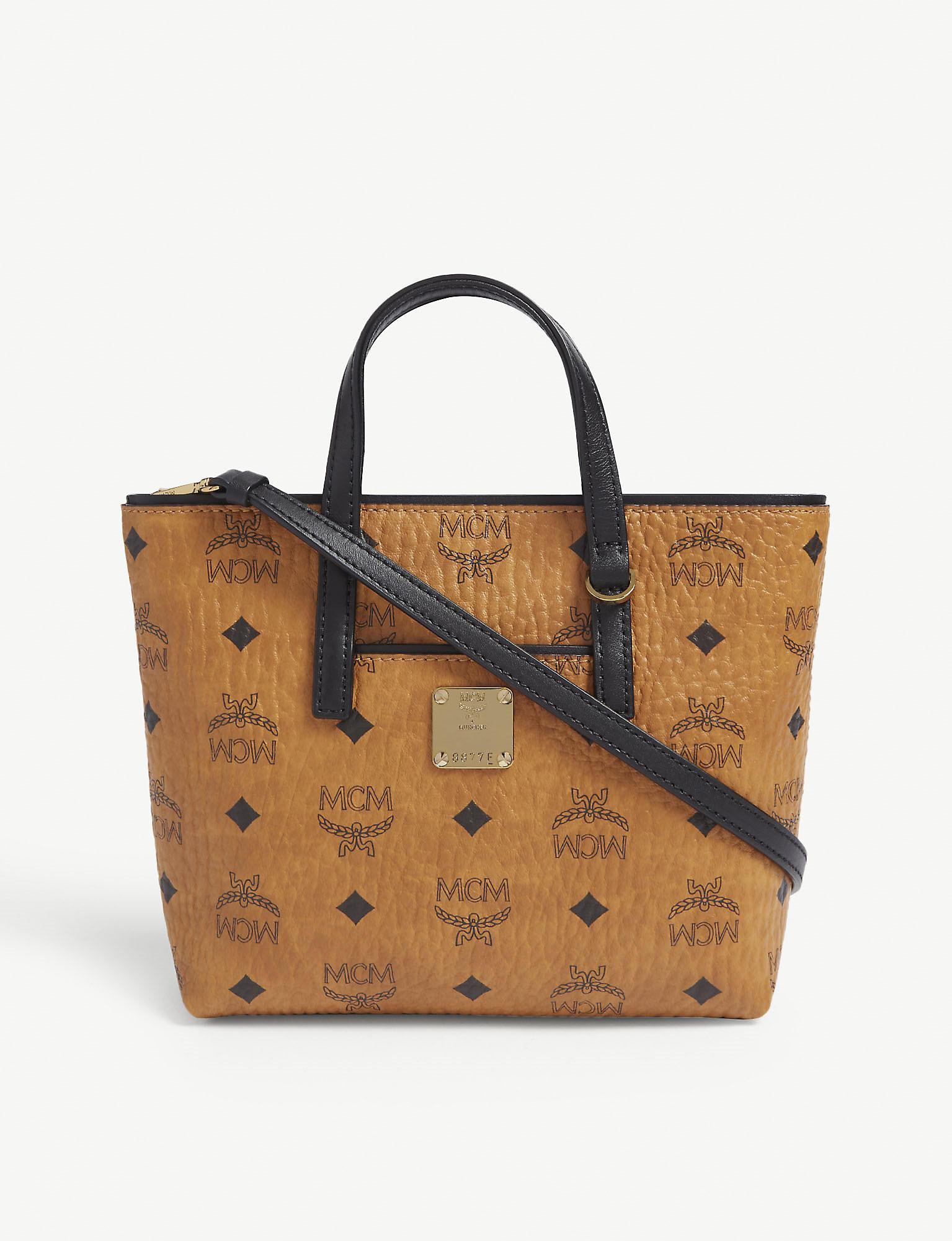 mcm anya tote cognac