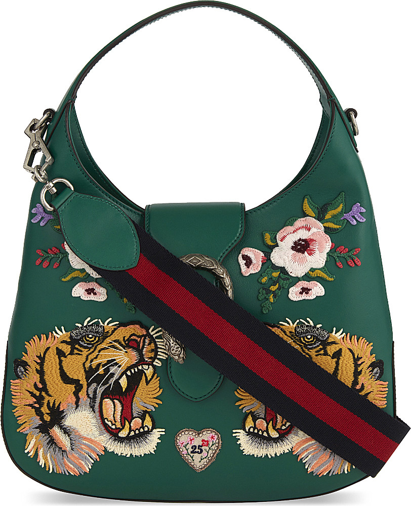 Lyst - Gucci Dionysus Small Embroidered Leather Hobo Bag in Green
