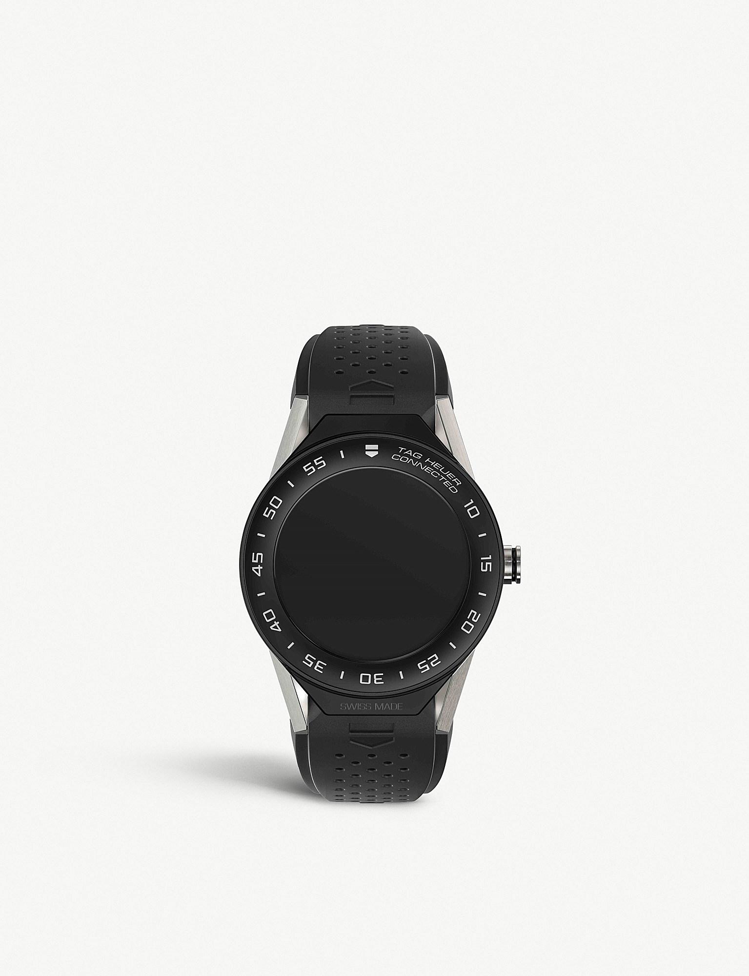 tag heuer connected modular 41 black rubber and titanium smartwatch