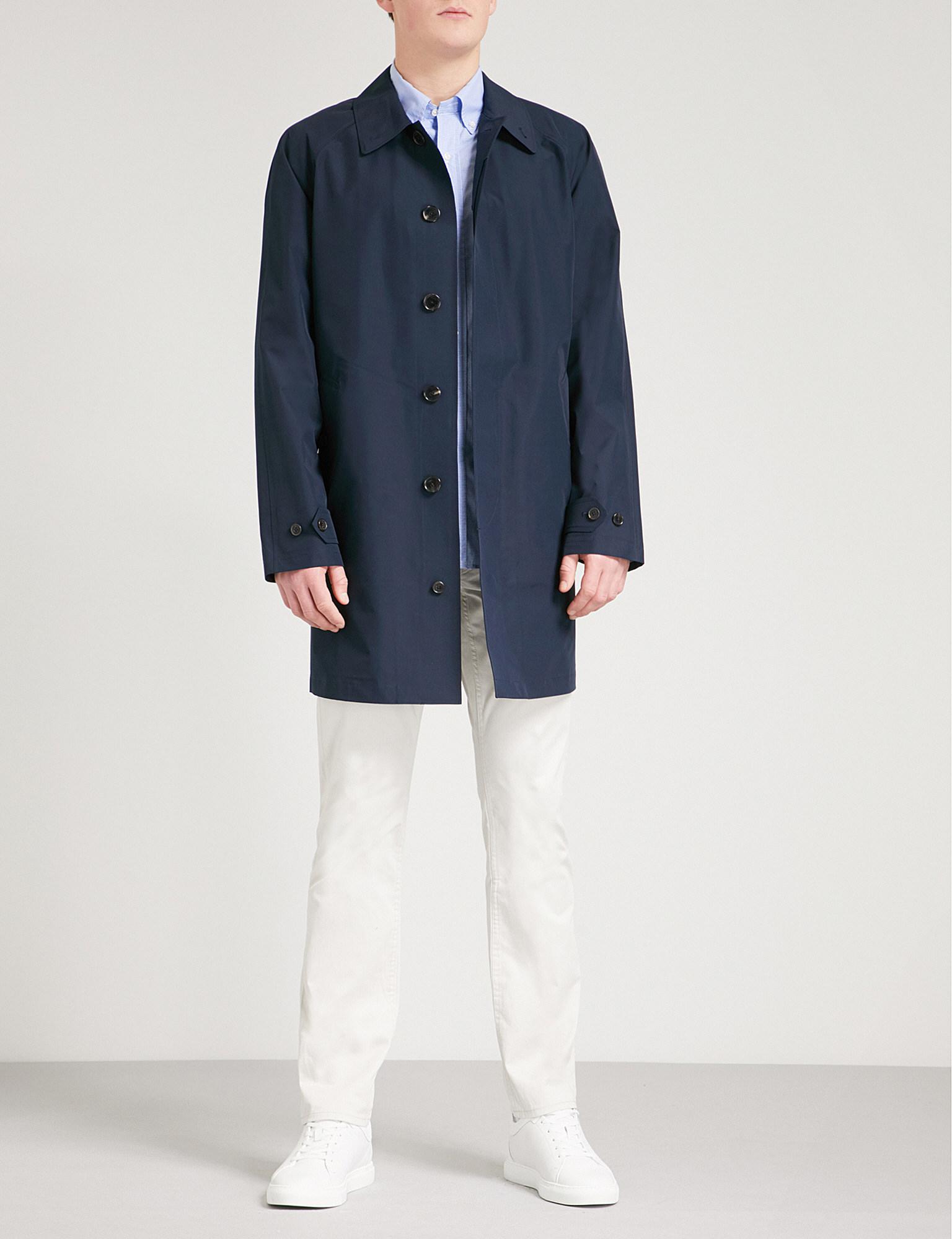 Polo Ralph Lauren Waterproof Shell Balmacaan Rain Coat in Blue for Men