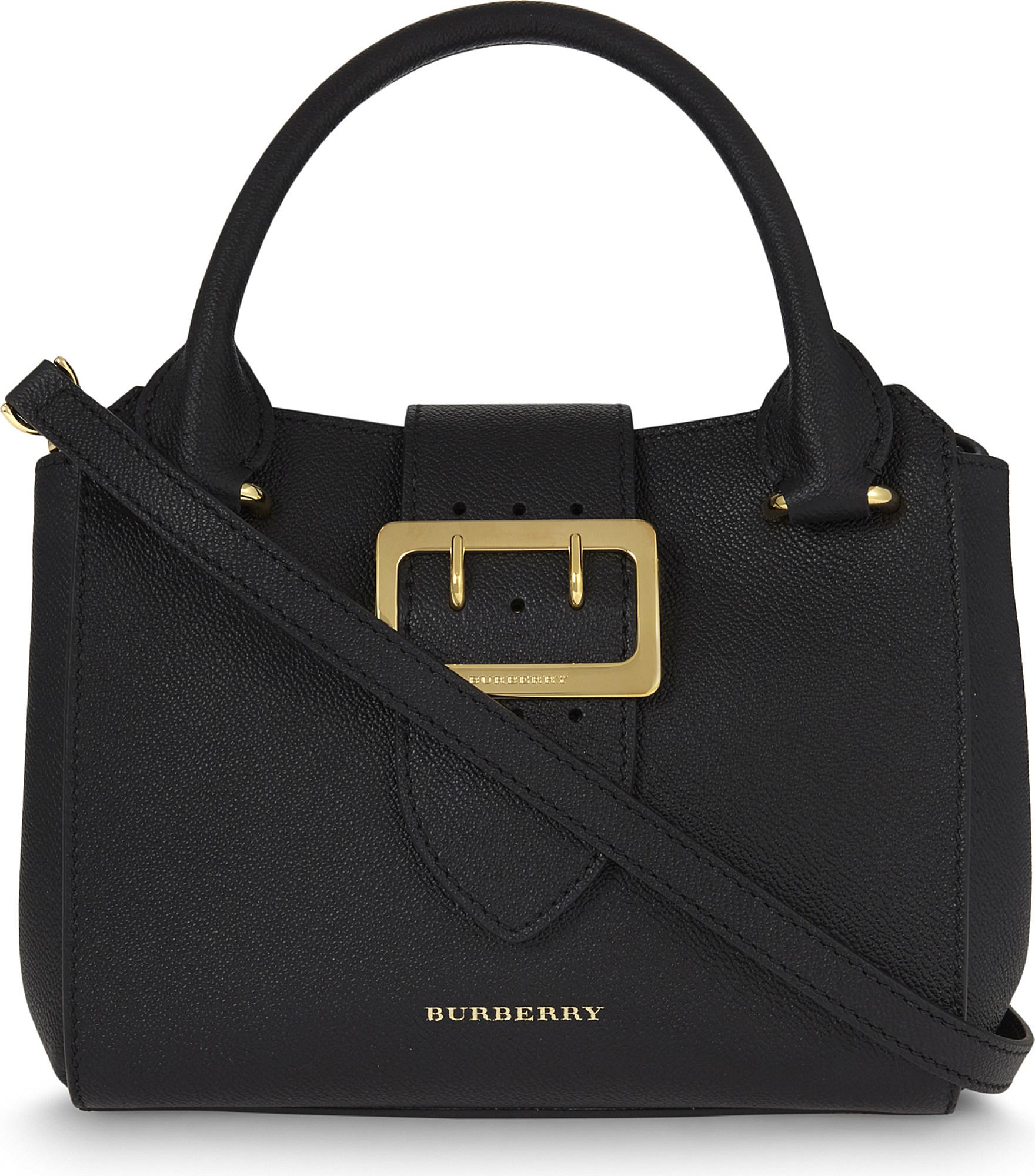 Lyst - Burberry Buckle Small Leather Tote Bag in Black